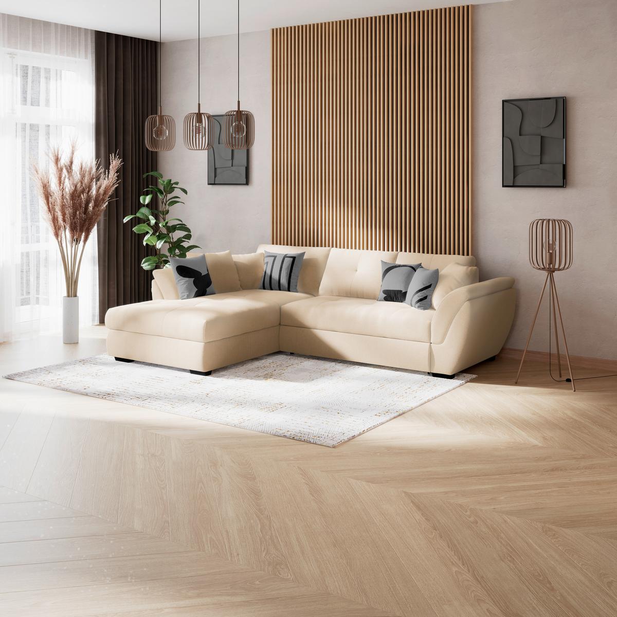 Kutna Garnitura Berisso - bež/crna, Konvencionalno, tekstil/plastika (187/278cm) - Ondega