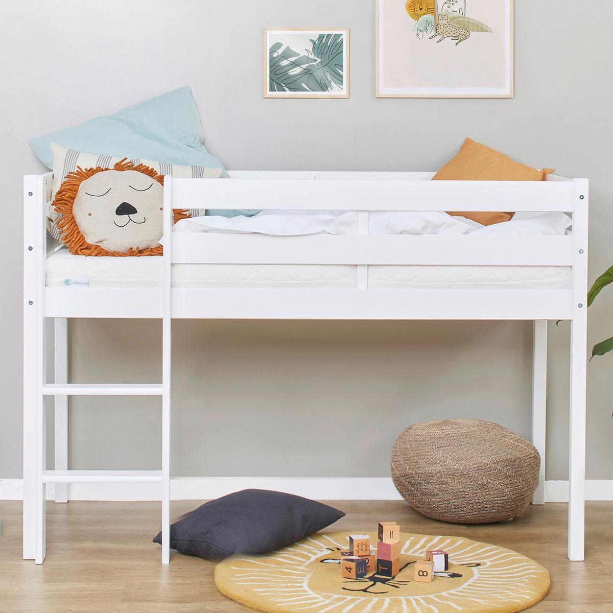 Hochbett ECO COMFORT Weiß ca. 90x200 cm - Naturfarben/Weiß, MODERN, Holz (90/200cm) - MID.YOU
