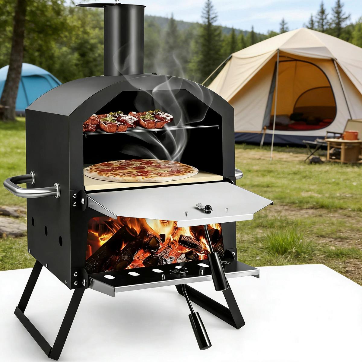 Pizzaofen Coal Schwarz - Schwarz, KONVENTIONELL, Keramik/Kunststoff (55/75/40cm) - Mömax