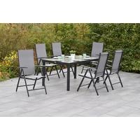 Vrtni Set Amalfi, 7-Delni, Siva - siva/barve grafita, Moderno, kovina/tekstil - Gardenson