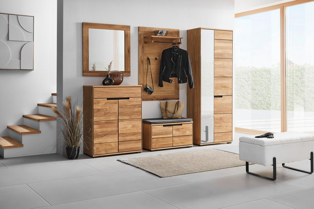 Garderobenschrank Lola in Wildeiche - Wildeiche/Schwarz, Lifestyle, Glas/Naturmaterialien (70/196/40cm) - ecoTree