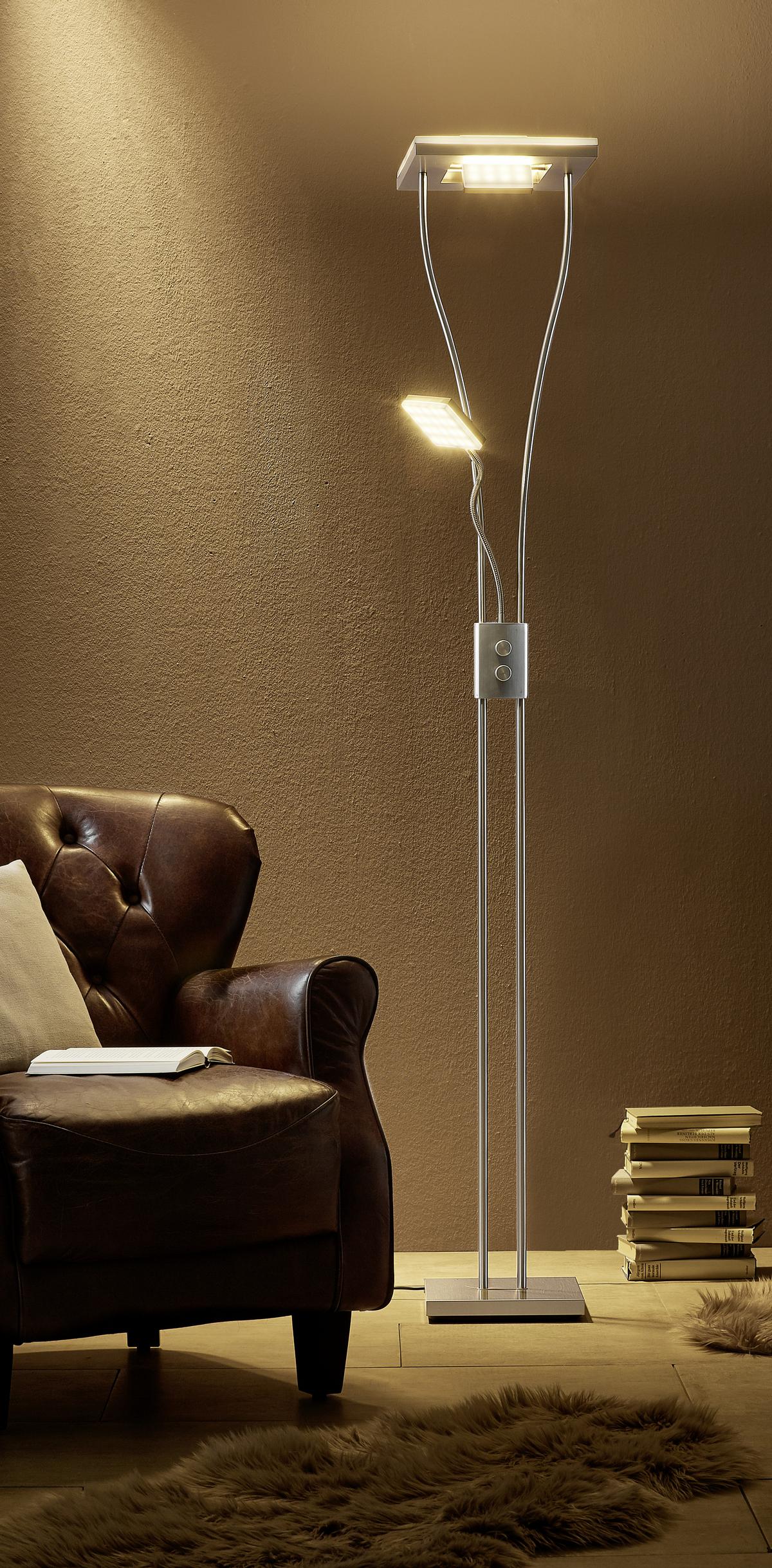 Stehleuchte Helia in Nickelfarben max. 20 Watt - Nickelfarben, Design, Metall (57/57/197,5cm)