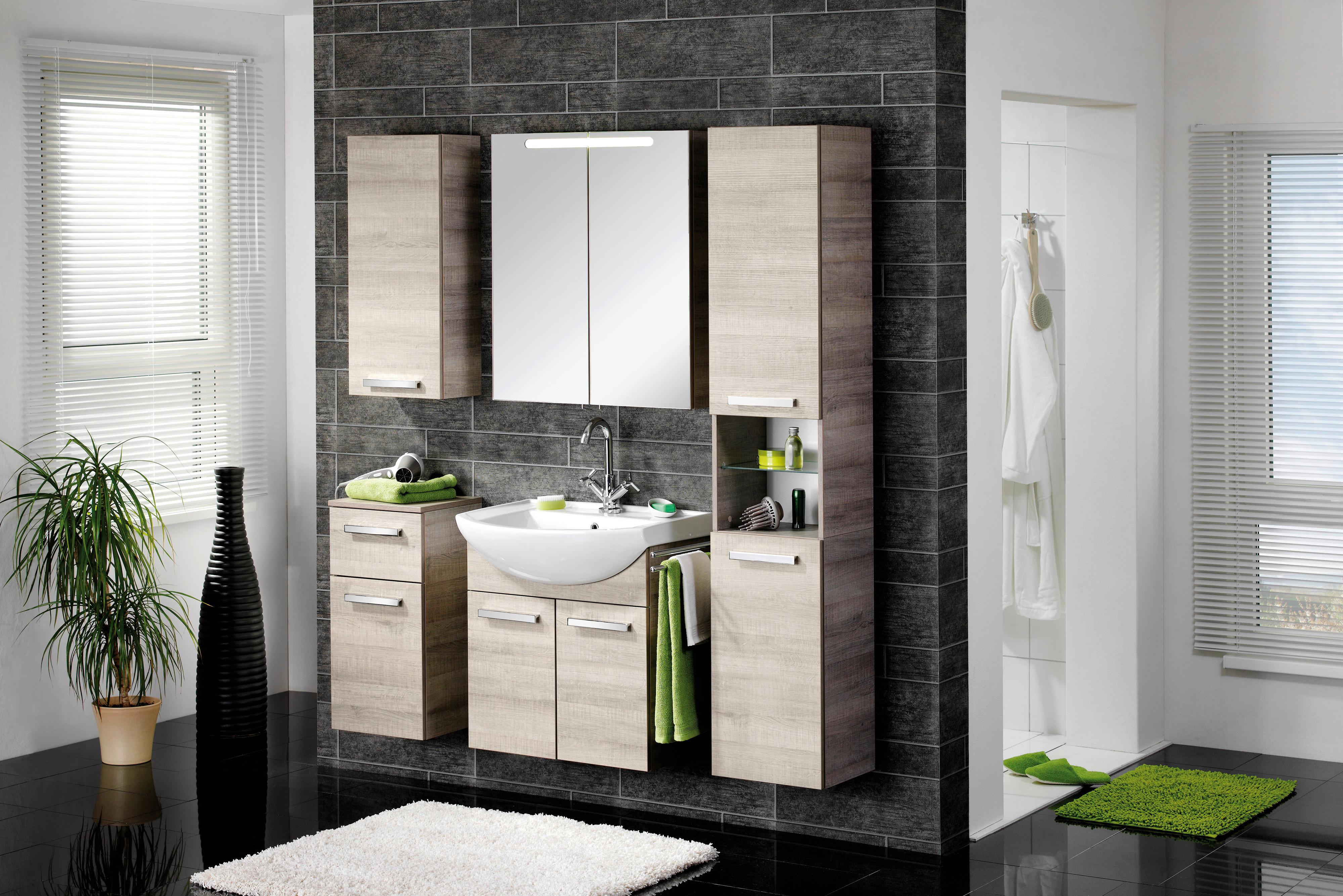 Unterschrank "A-Vero" , grau-eiche - Eichefarben/Silberfarben, MODERN, Glas/Holzwerkstoff (35/69/32cm) - MID.YOU