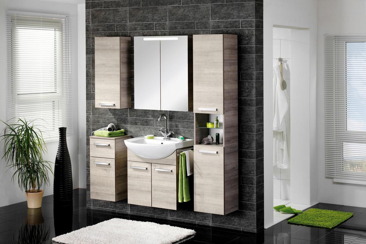 Unterschrank "A-Vero" , grau-eiche - Eichefarben/Silberfarben, MODERN, Glas/Holzwerkstoff (35/69/32cm) - MID.YOU