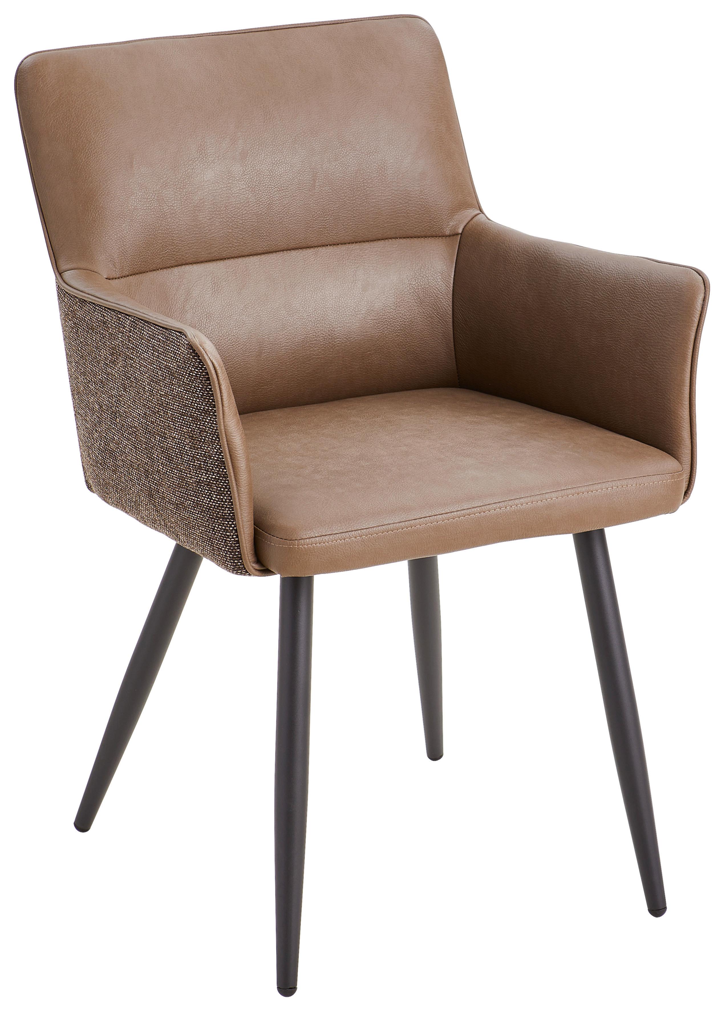 KRZESŁO Z PODŁOKIETNIKAMI LIAM - czarny/szary, Modern, metal/drewno (56/88/60cm) - Livetastic