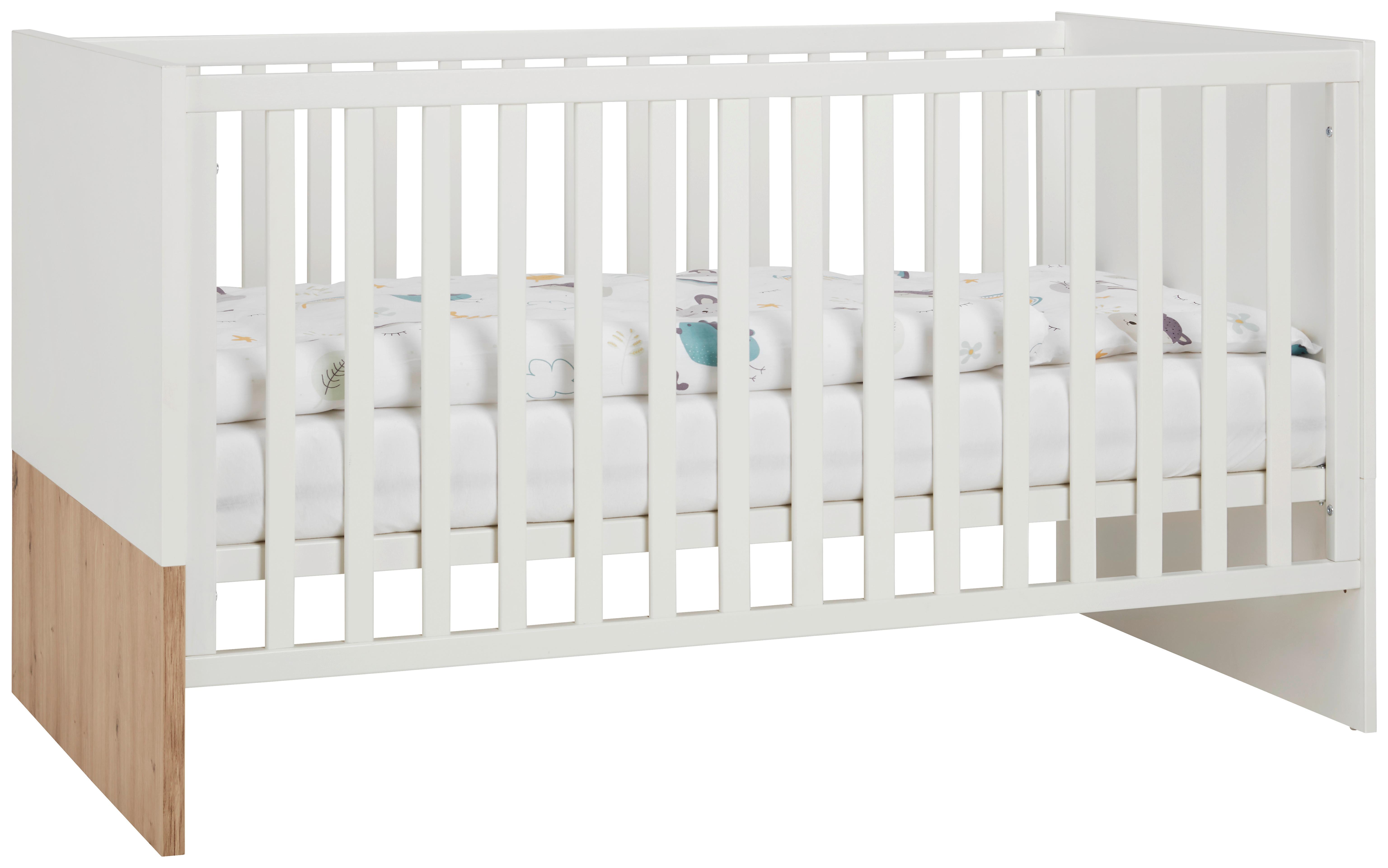 Gitterbett Lovely Dreams ca. 70x140cm - Weiss/Eiche Artisan, Holzwerkstoff (70/140cm) - Roba