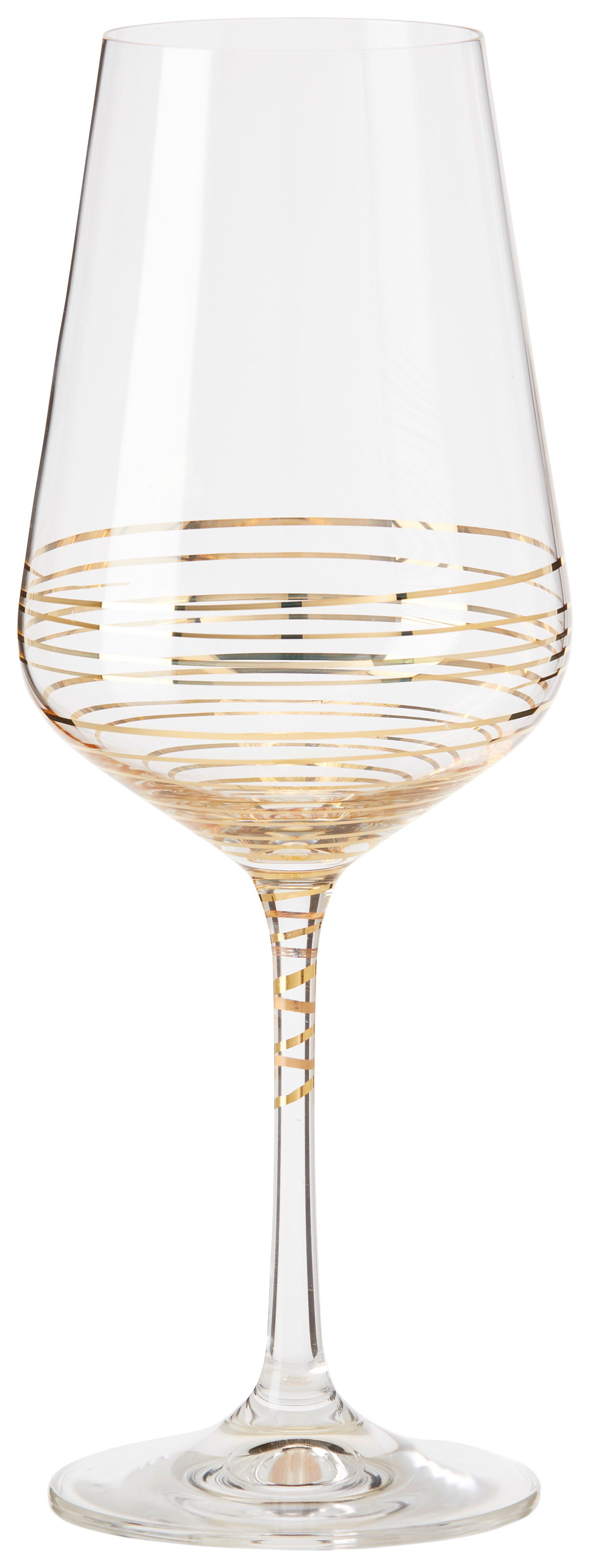 Rotweinglas Elegance ca. 550ml - Klar/Goldfarben, Modern, Glas (0,55l) - Bohemia