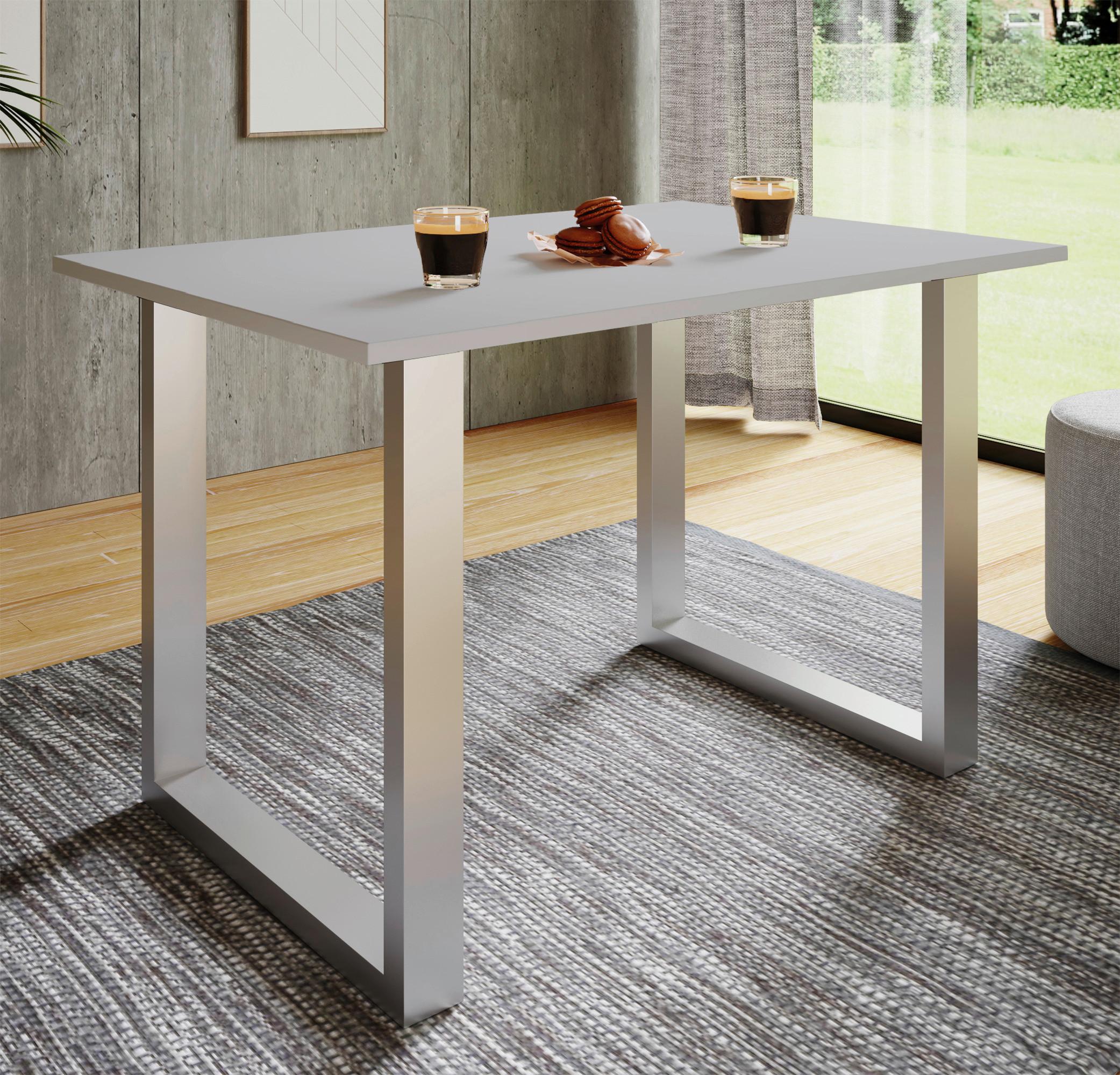 TABLE XONA - Anthrazit/Silberfarben, Design, Holzwerkstoff/Metall (80/50/76cm) - MID.YOU