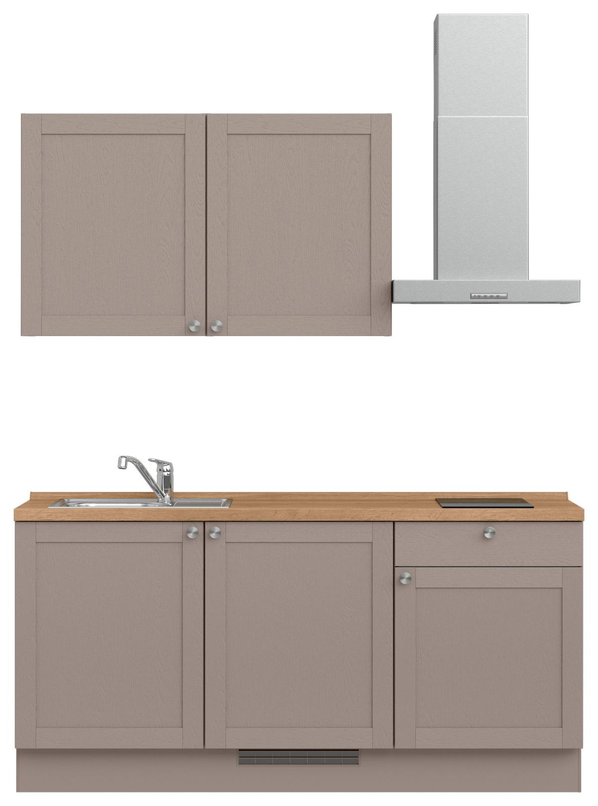 Küchenleerblock Frame Low o. Geräte Beigebraun - Edelstahlfarben/Eichefarben, MODERN, Holzwerkstoff/Metall (180cm) - Nobilia
