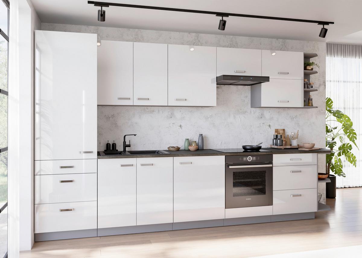 Blok Kuhinja Bianca - boja hroma/siva, Moderno, metal/pločasti materijal (350/214/60cm) - Modern Living