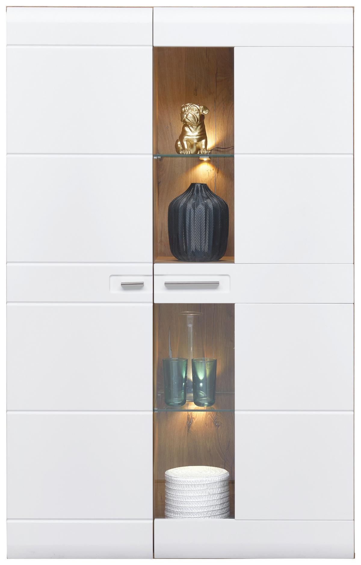 Vitrină AURIS - alb, Modern, sticlă/material pe bază de lemn (95/154,4/37,1cm) - Modern Living