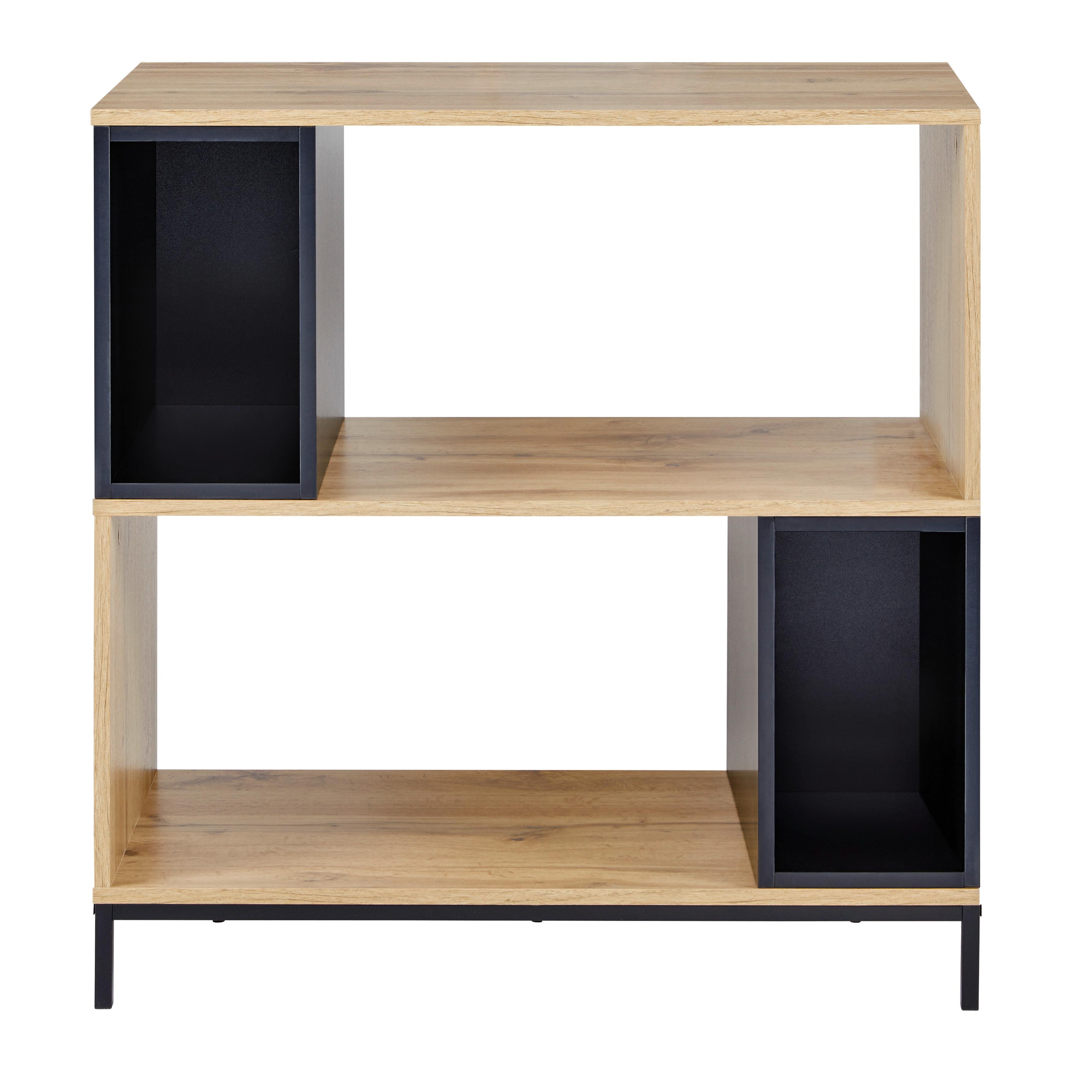 FRISTÅENDE HYLLA MEGY - svart/ekfärgad, Modern, metall (80/84,6/40cm) - Bessagi Home
