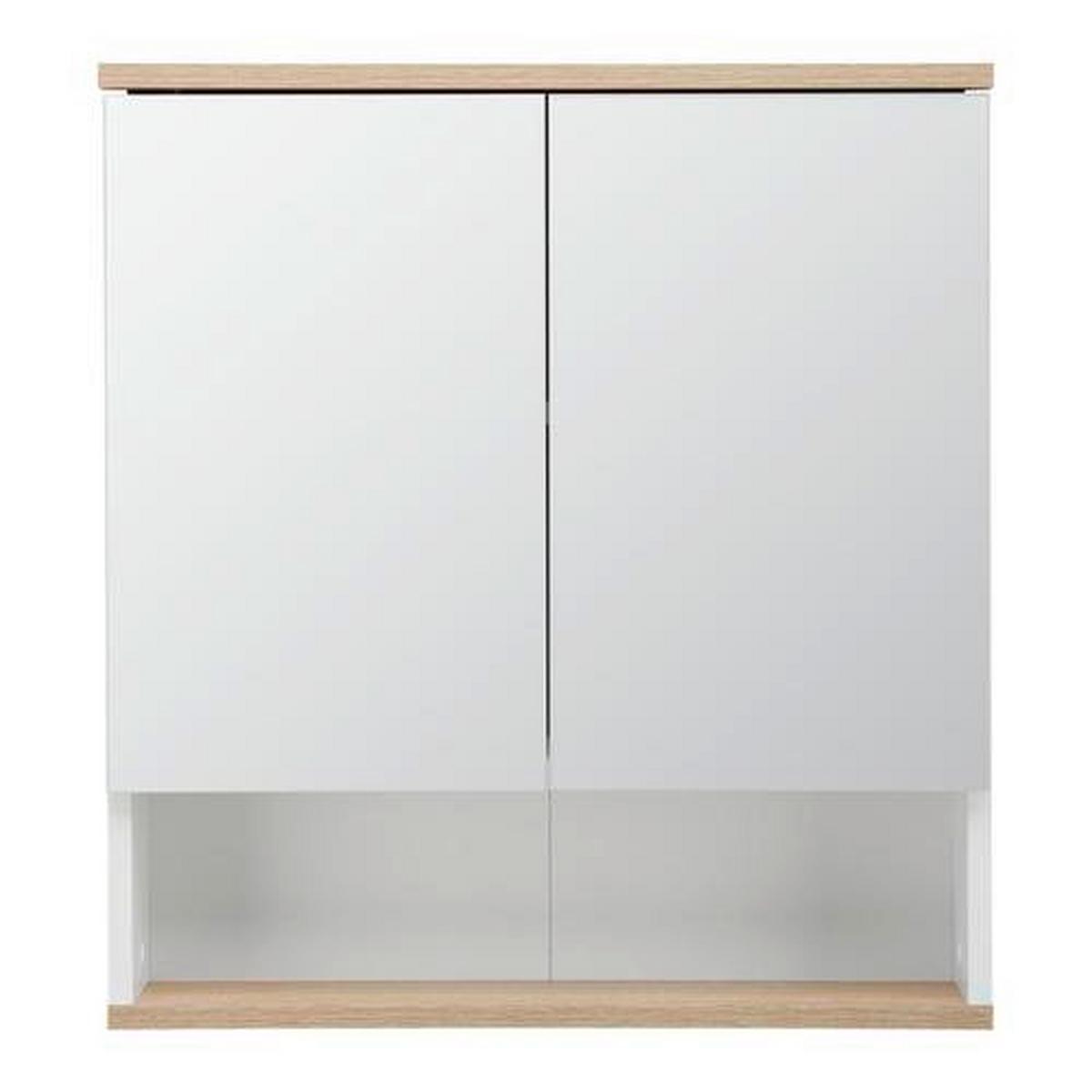 Spiegelschrank Yasmin ca. 60x65 cm Weiß - Weiß, Basics, Glas/Holzwerkstoff (60/65/13,9cm) - MID.YOU