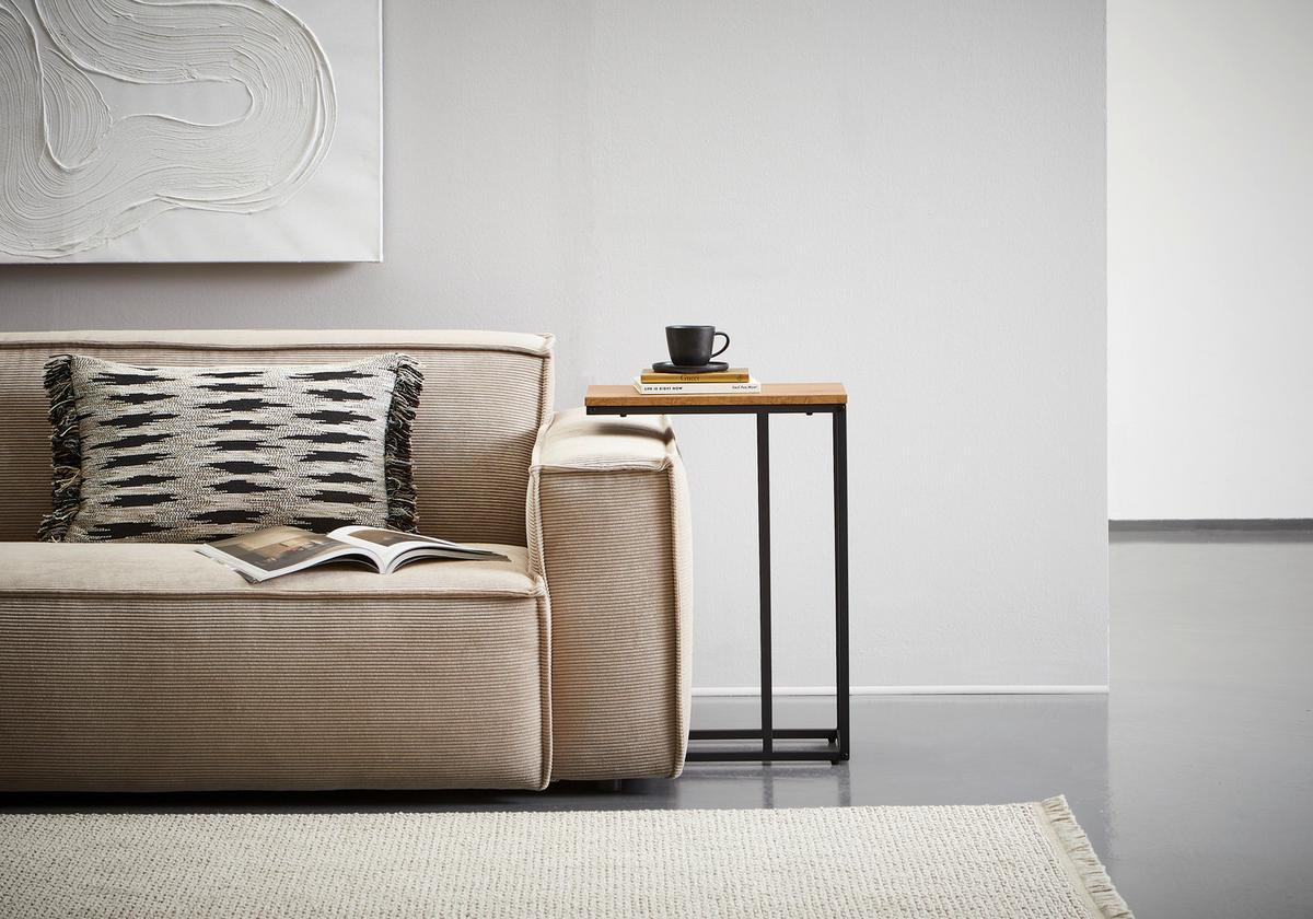 STOLIK BOCZNY LUCAS - kolor dębowy/czarny, Basics, materiał drewnopochodny/metal (45/25/64cm) - Boxxx