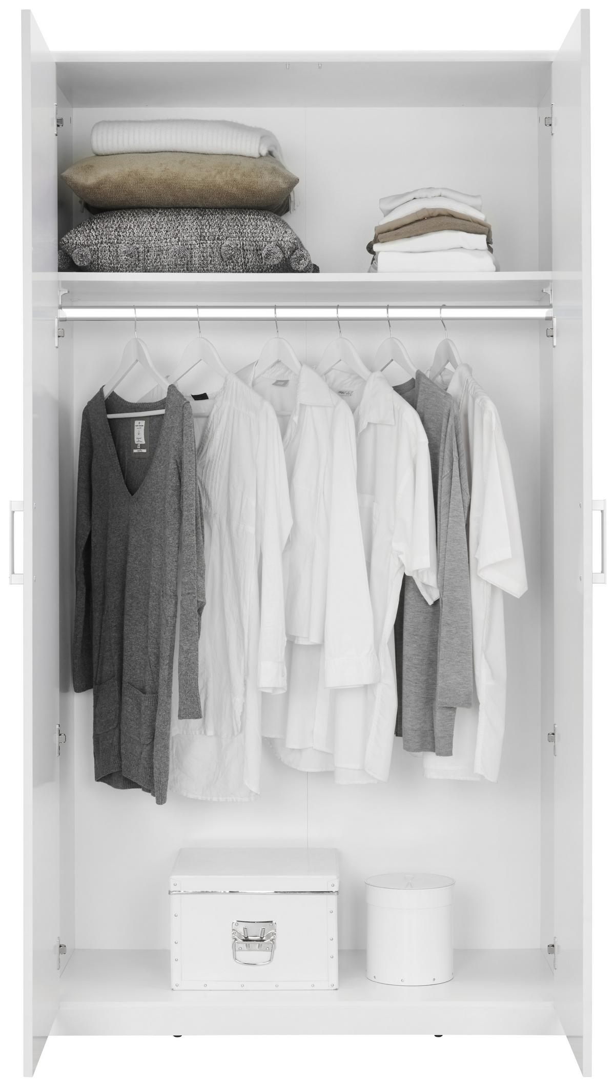 SZAFA UCHYLNA EASY - kolor srebrny/biały, Basics, materiał drewnopochodny/tworzywo sztuczne (106/194/54cm) - Xora