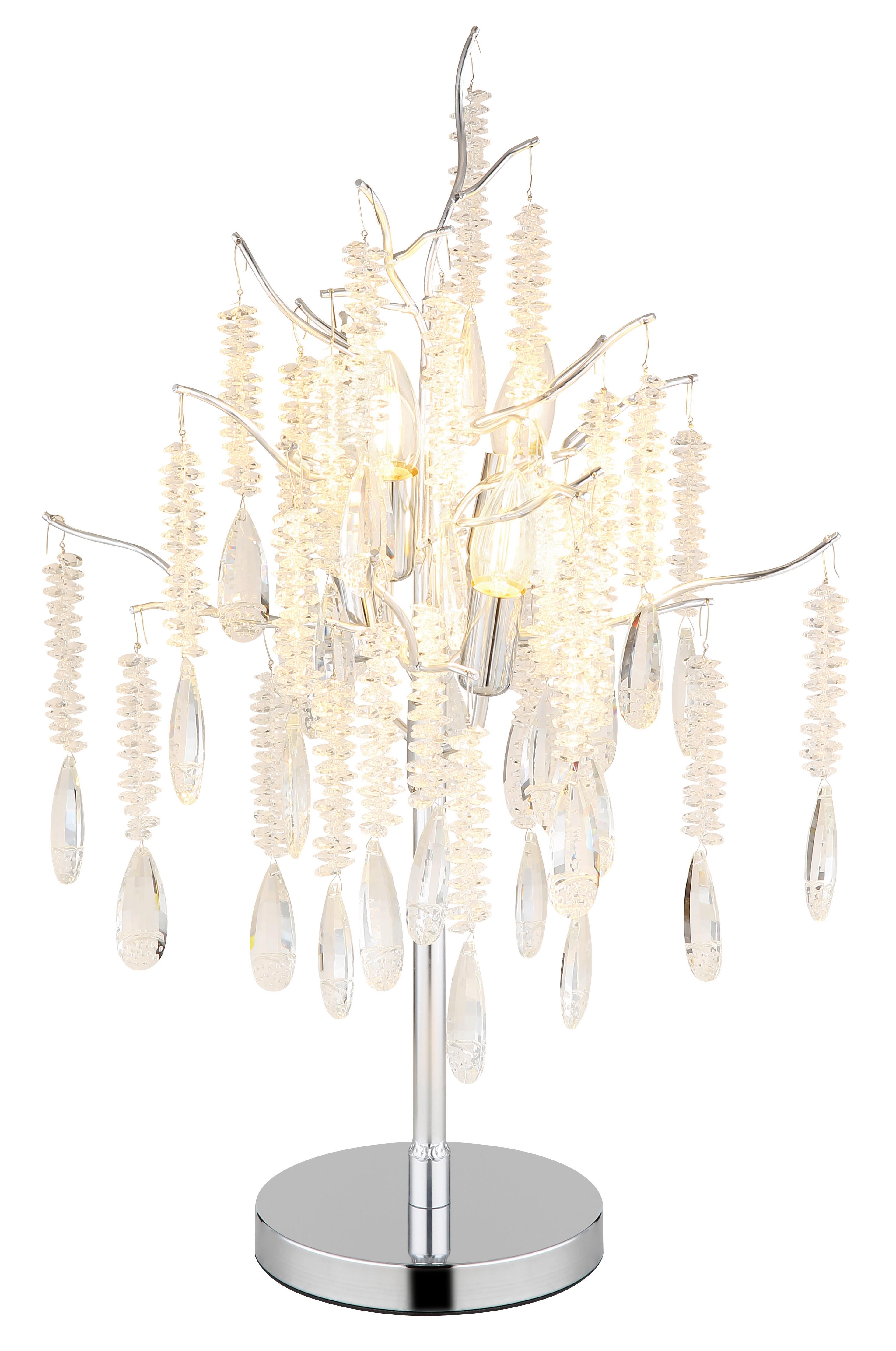 Stolna Svjetiljka Kinga - srebrne boje/prozirno, Konvencionalno, staklo/metal (41/67cm) - Globo