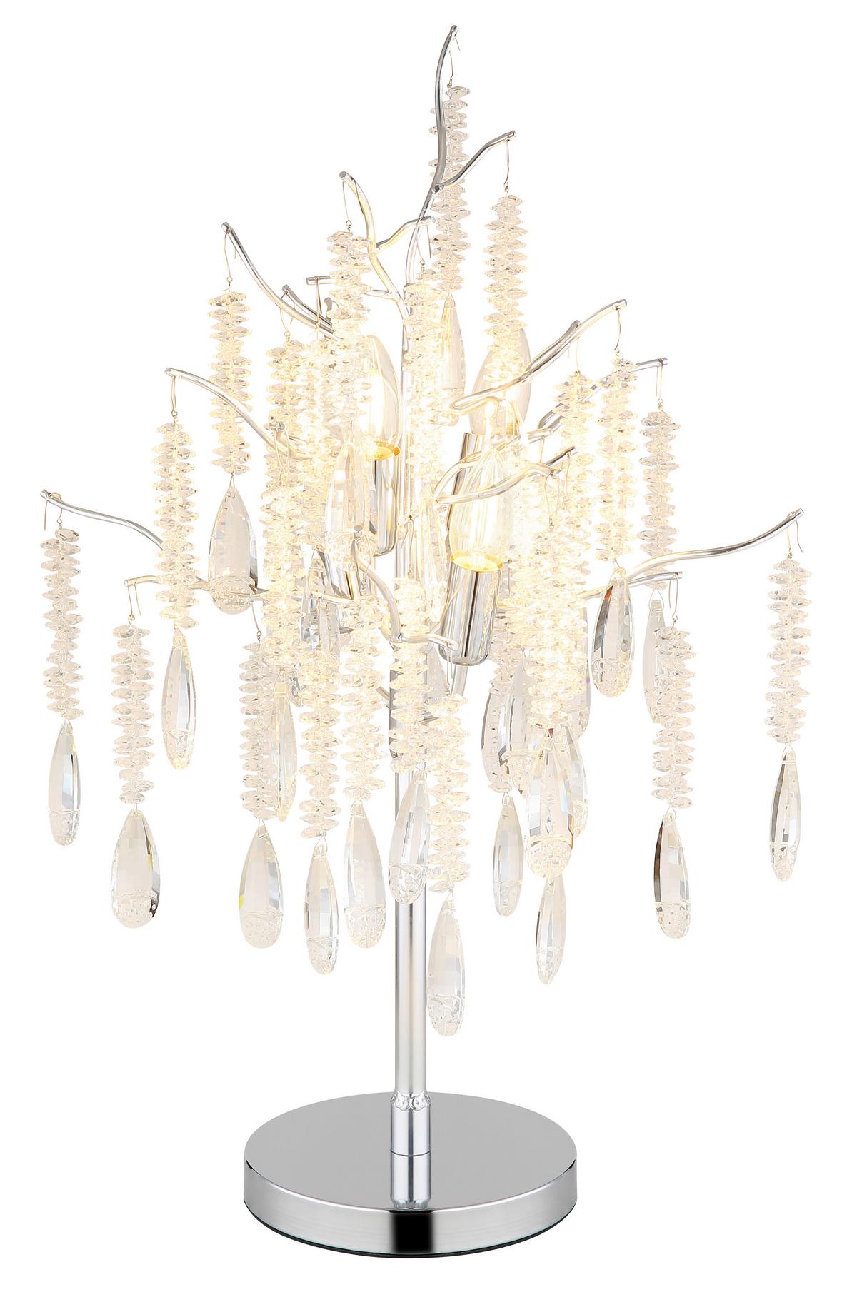 Stolna Svjetiljka Kinga - srebrne boje/prozirno, Konvencionalno, staklo/metal (41/67cm) - Globo