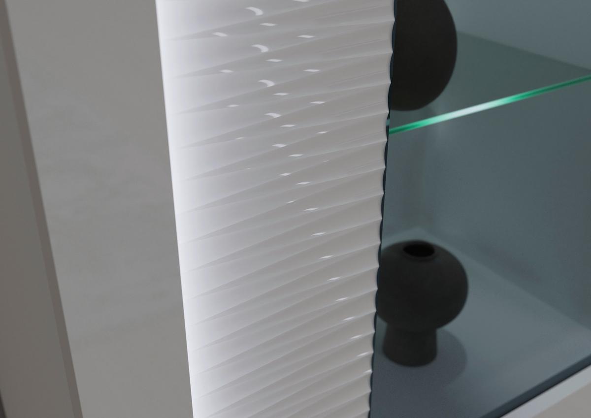 Vitrine Skylight ca. 60x202 cm Weiß hochglanz - Weiß Hochglanz/Silberfarben, Design, Holzwerkstoff/Kunststoff (60/202/37cm) - MID.YOU