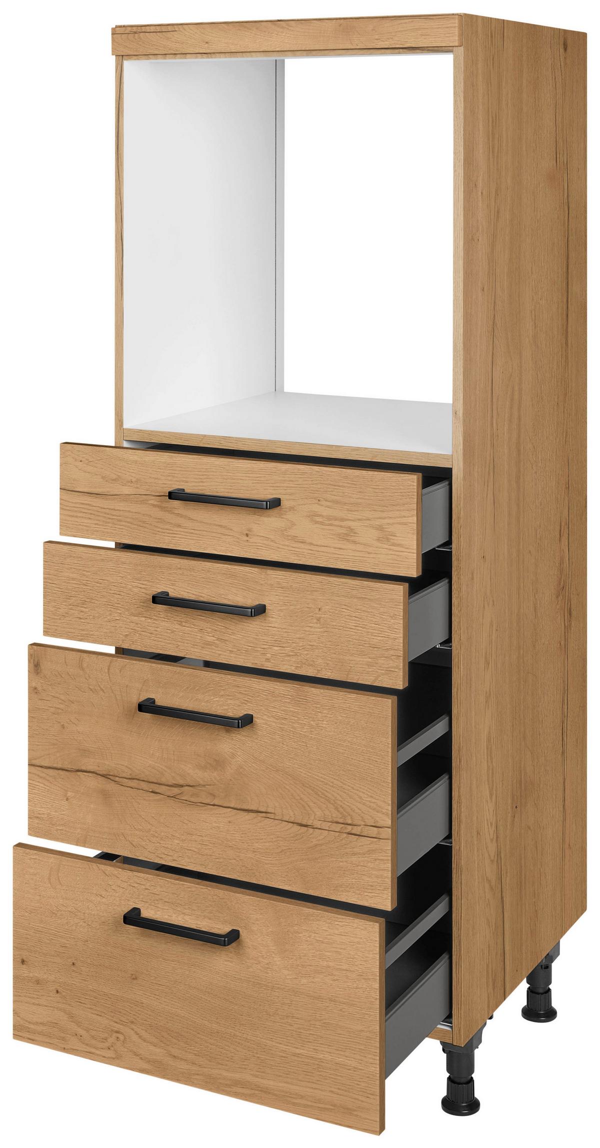 Geräteumbauschrank Structura Eiche - Eichefarben/Schwarz, MODERN, Holzwerkstoff/Metall (60/168/58cm) - Nobilia