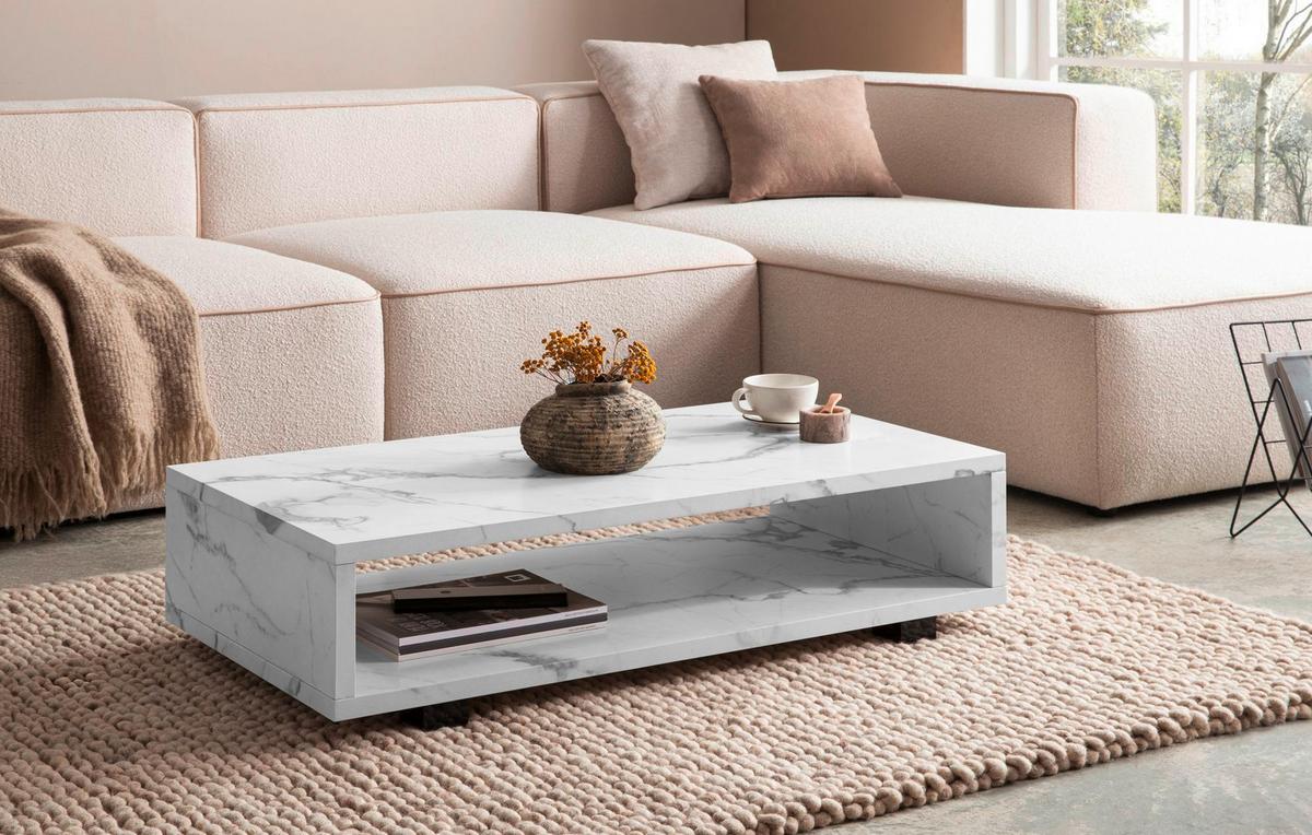 Couchtisch Wl6.937 - Weiss/Schwarz, Design, Holzwerkstoff/Kunststoff (100/50/25cm) - Livetastic