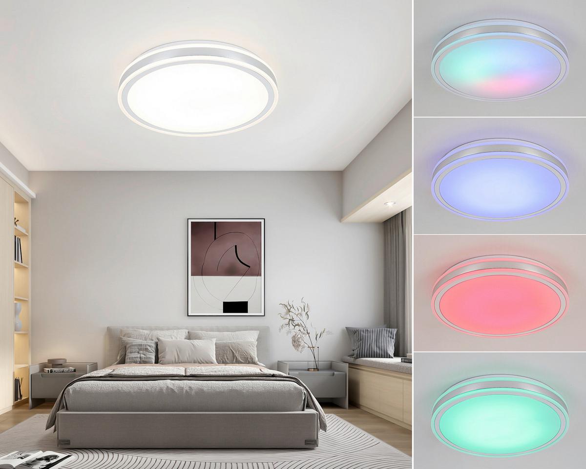 Deckenleuchte Farbi Weiß/Chromfarben max. 18 Watt - Chromfarben/Weiß, MODERN, Kunststoff/Metall (38/38/6cm) - Mömax