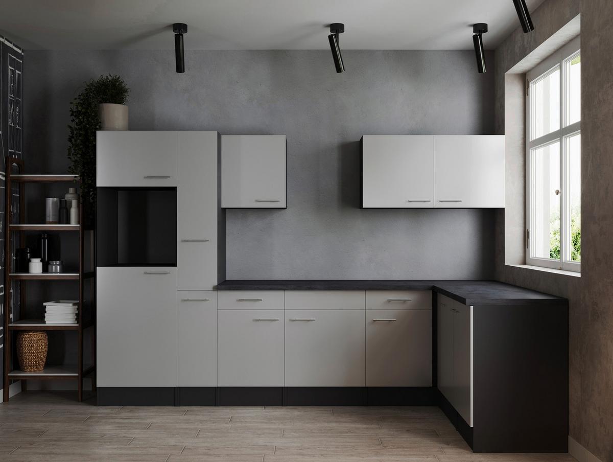 Kotna Kuhinja Brez Aparatov Oliver, 310x172cm - srebrne barve/siva, Design, kovina/leseni material (310/172cm) - Respekta