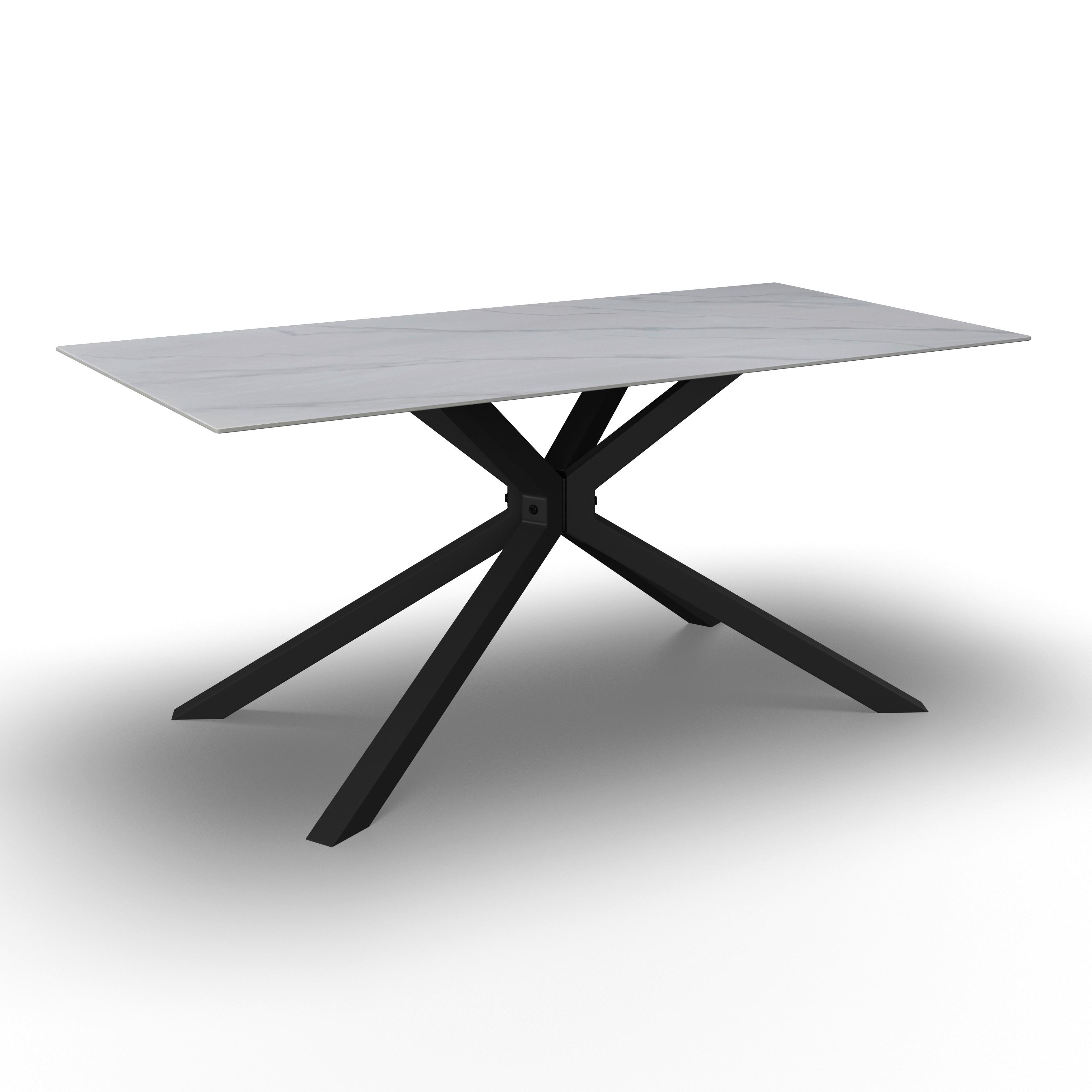 MATBORD LIVAN - vit/svart, Modern, metall/sten (180/90/76cm) - Bessagi Home