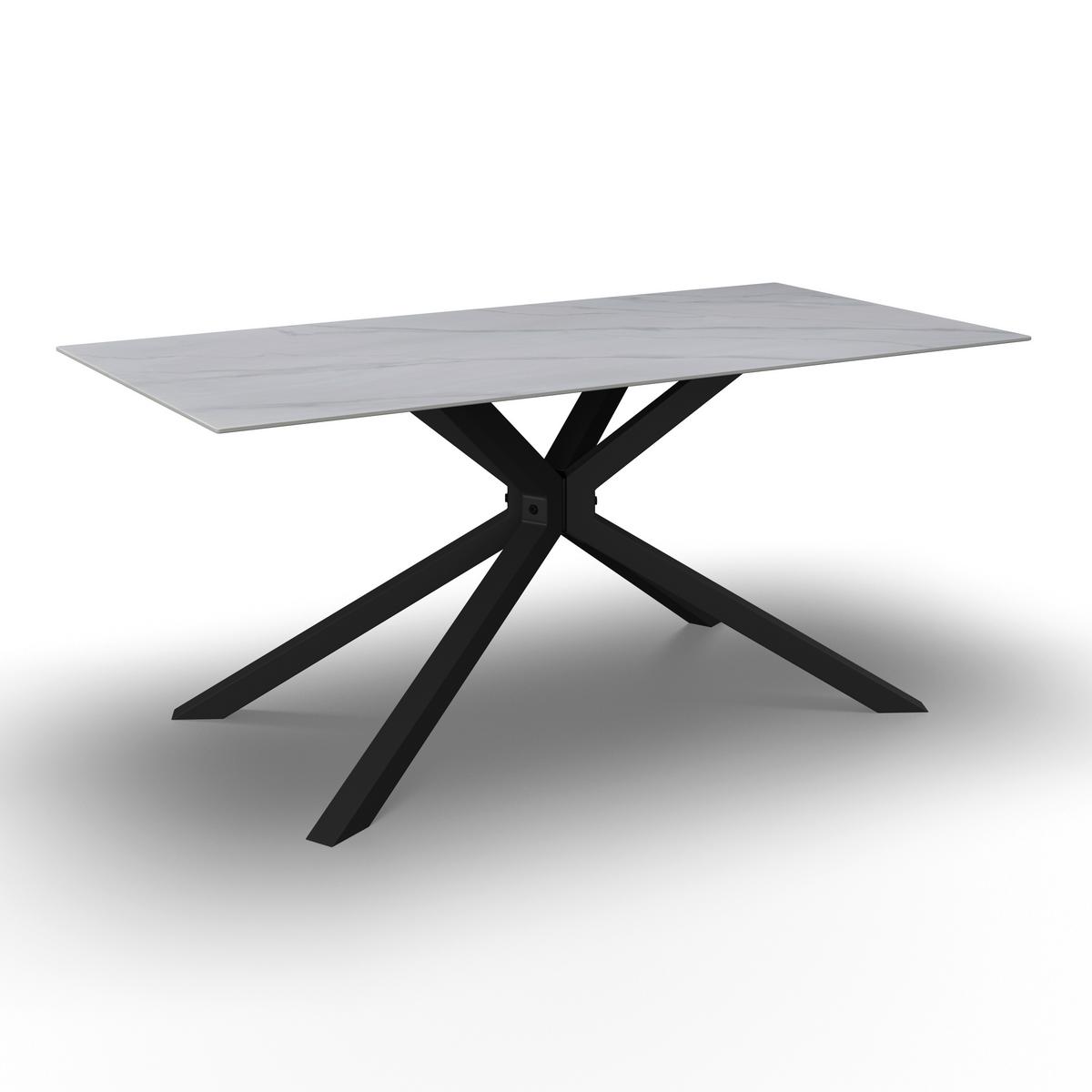 Jedilna Miza Livan, Bela, 180x90 - črna/bela, Moderno, kamen/kovina (180/76/90cm) - Bessagi Home