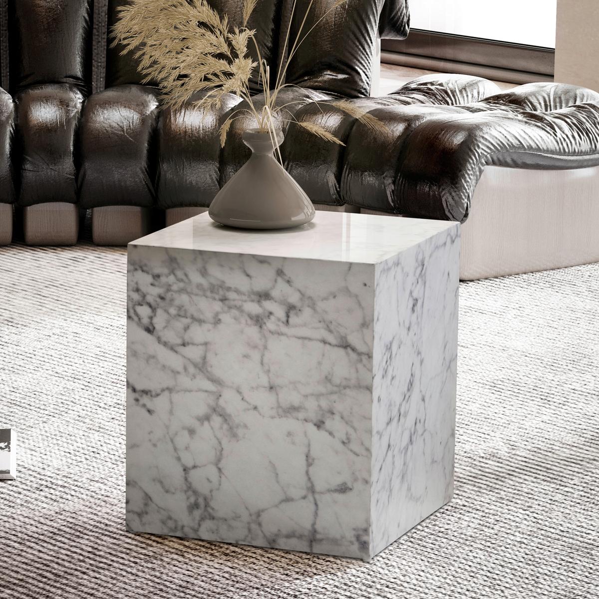 COUCHTISCH MONOBLOC - Weiss Hochglanz, Lifestyle, Holzwerkstoff (40/40/45cm) - Livetastic