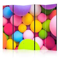 Paravan Colourful Balls I, 5-Delni, Dvostranski - večbarvno, Basics, tekstil/les (225/172/3cm) - artgeist