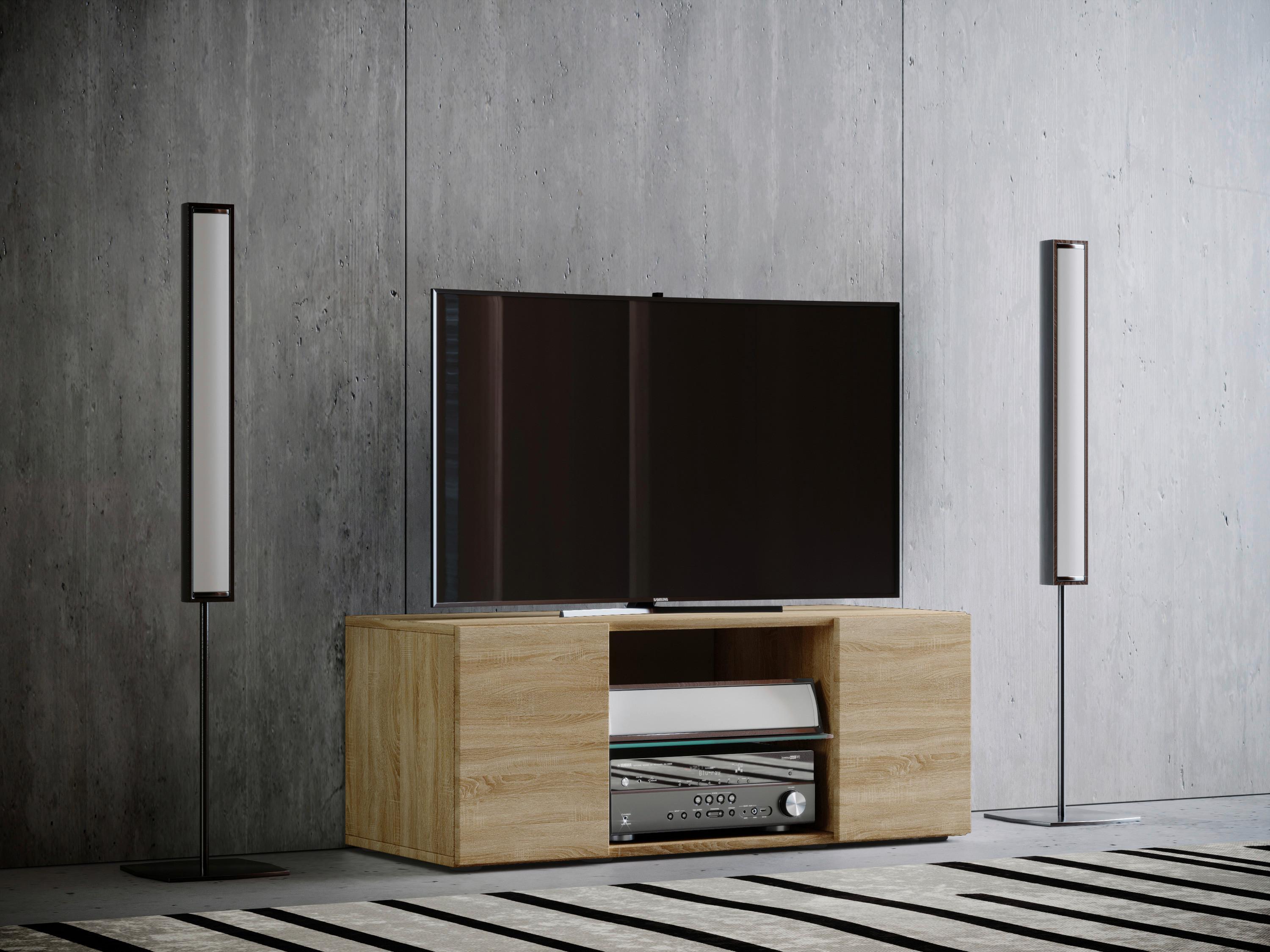 Tv-element Lowina 95, Hrast - črna/barve hrasta, Konvencionalno, umetna masa/steklo (95/40/36cm) - MID.YOU