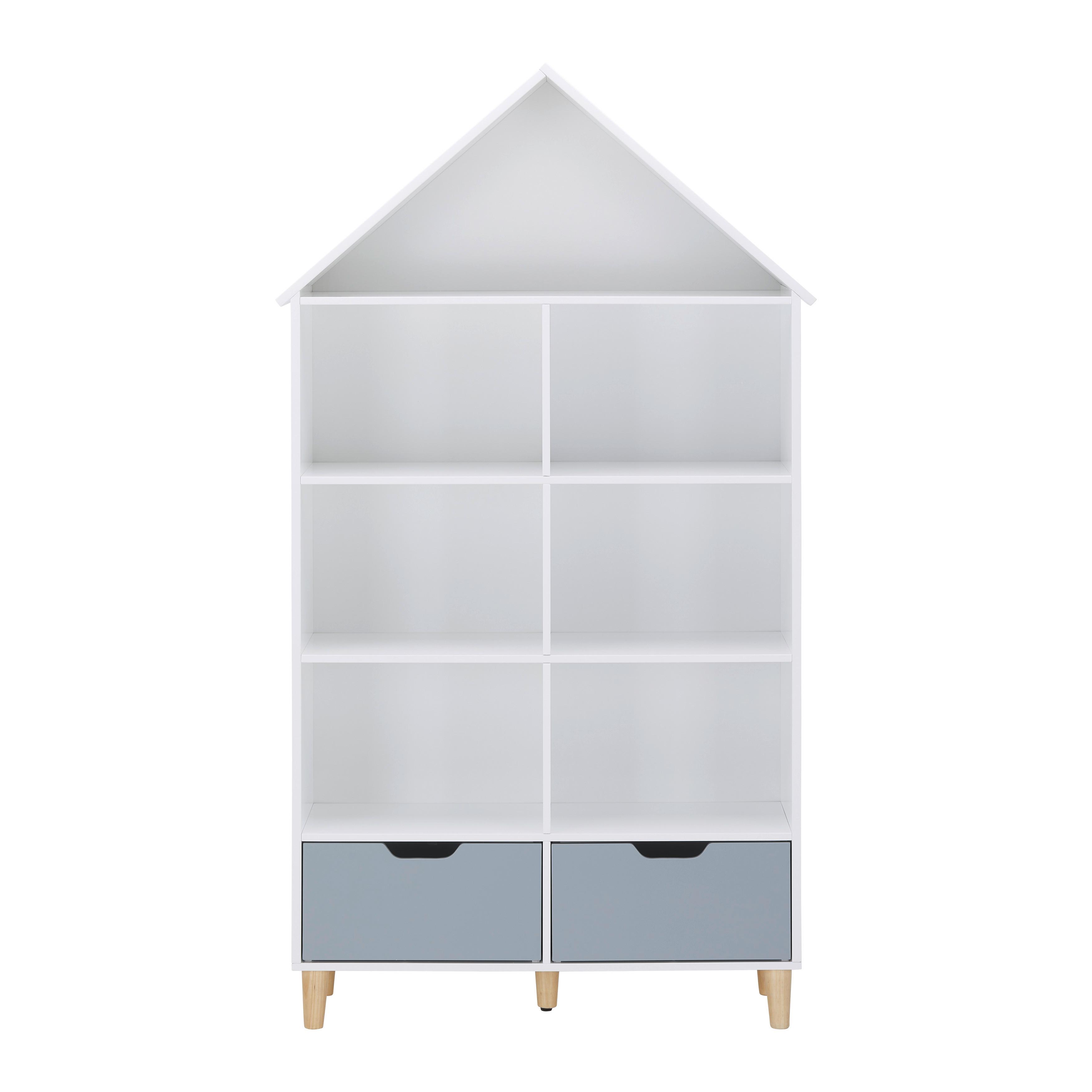 Regal für Kinder, teilmassiv, weiß, grau "Adelia" - Weiß/Naturfarben, MODERN, Holz (87,5/159/30cm) - Bessagi Kids
