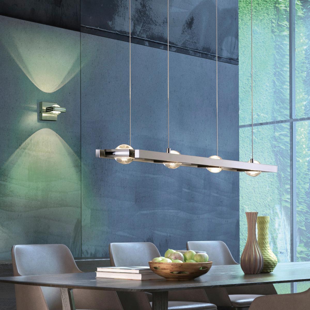 LAMPA WISZĄCA LED 2460-55 Q-FISHEYE - kolor stalowy, Design, tworzywo sztuczne/metal (99/16,5/120cm) - Just Light