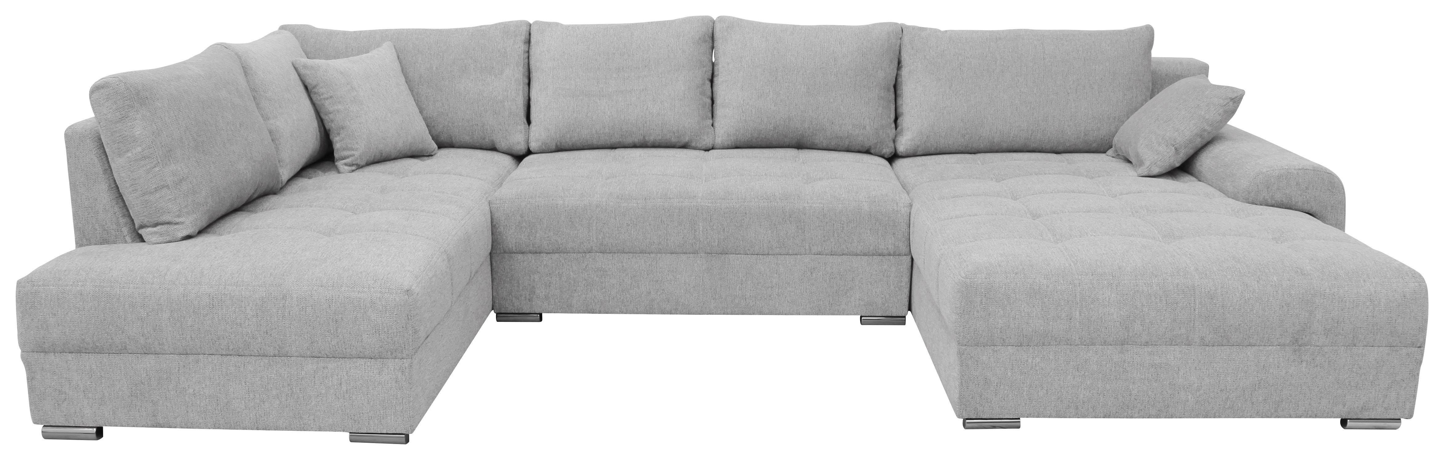 Kutna Garnitura Senso - svijetlo siva/boje kroma, Moderno, tekstil/drvo (197/346/183cm) - Modern Living