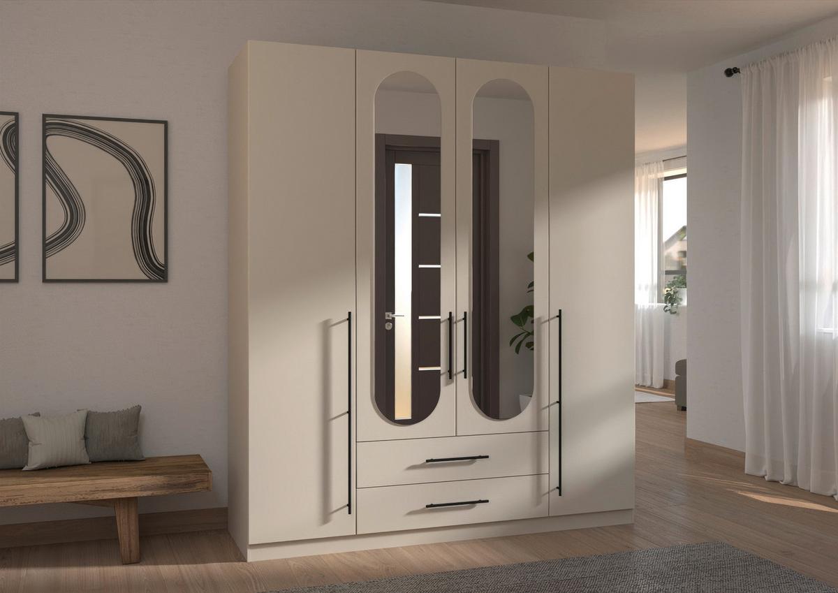 Drehtürenschrank Velora Champagnerfarben - Champagner/Schwarz, KONVENTIONELL, Holzwerkstoff/Metall (181/210/54cm) - Mömax