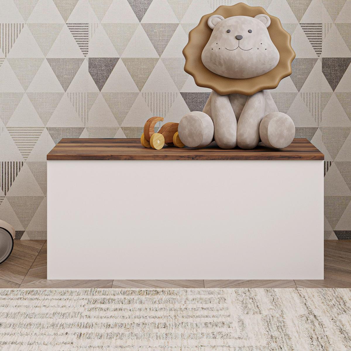Truhe Florya Aufbewahrungsschrank - Weiss/Eichefarben, Design, Holz (45/45,5/90cm) - Livetastic