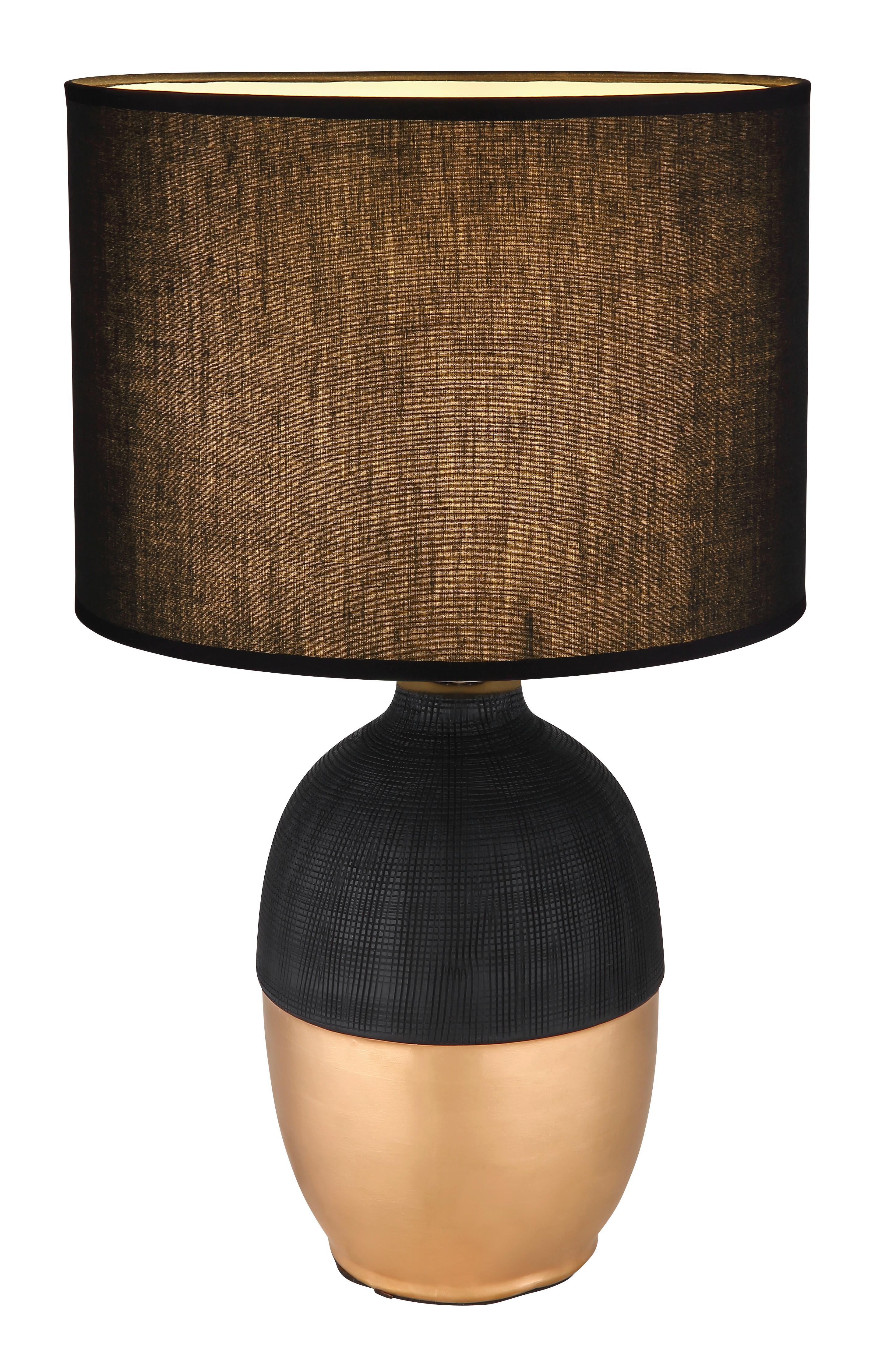 Tischleuchte Valentino in Schwarz/Gold max. 40 Watt - Goldfarben/Schwarz, KONVENTIONELL, Keramik/Textil (25/43cm) - Globo
