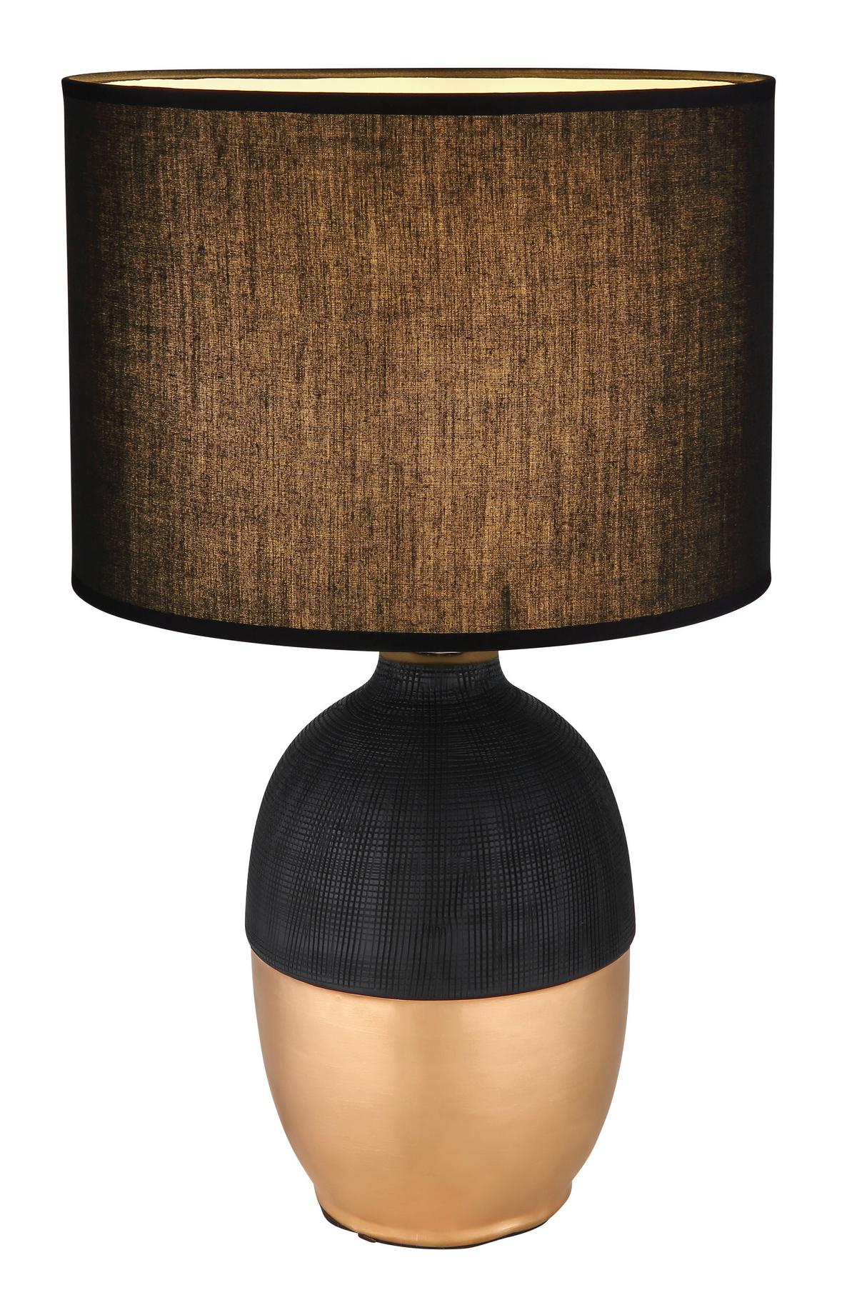 Tischleuchte Valentino in Schwarz/Gold max. 40 Watt - Goldfarben/Schwarz, KONVENTIONELL, Keramik/Textil (25/43cm) - Globo