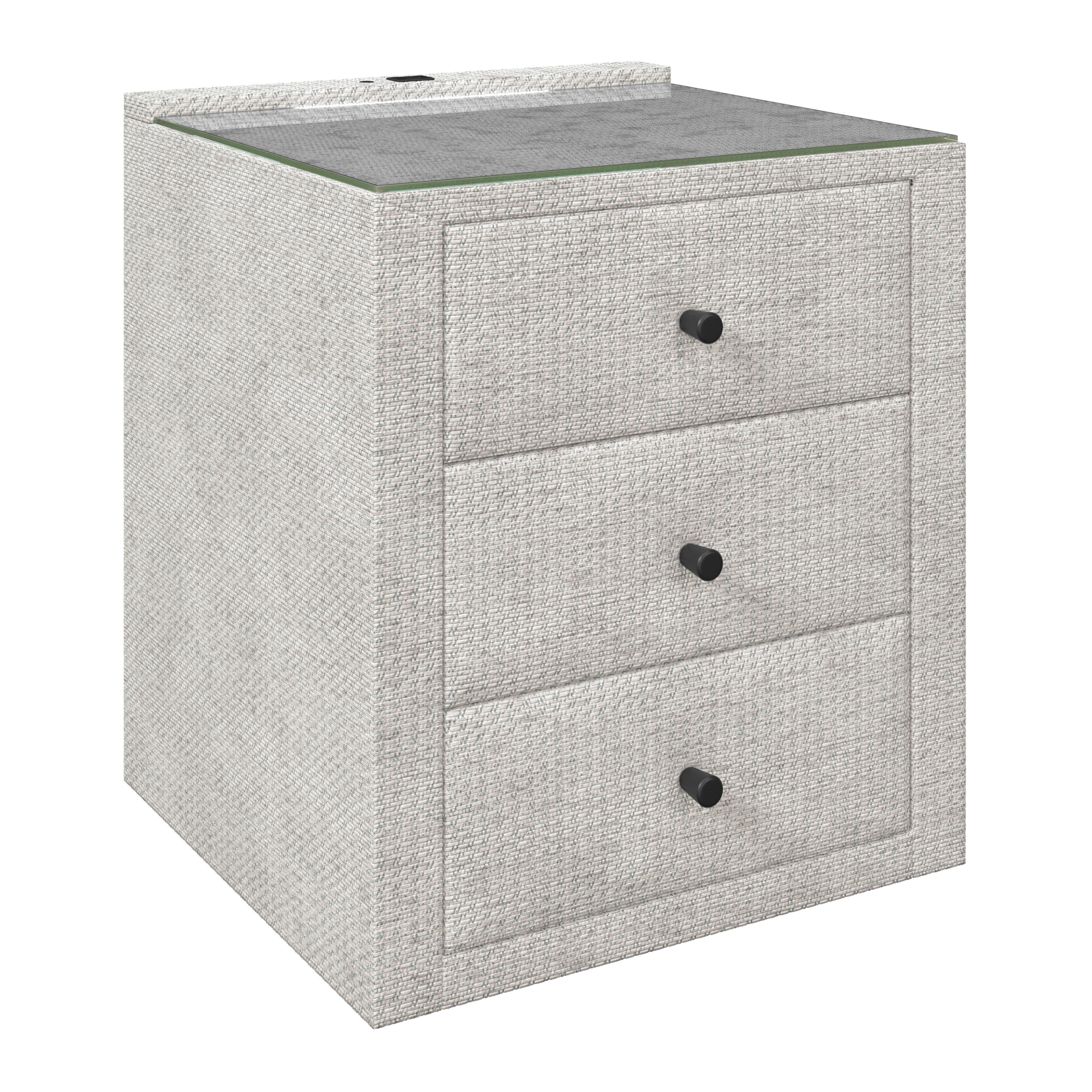 Noćni Ormarić Brisbane I - krem, Trend, staklo/drvni materijal (49,5/56,5/46cm) - Premium Living