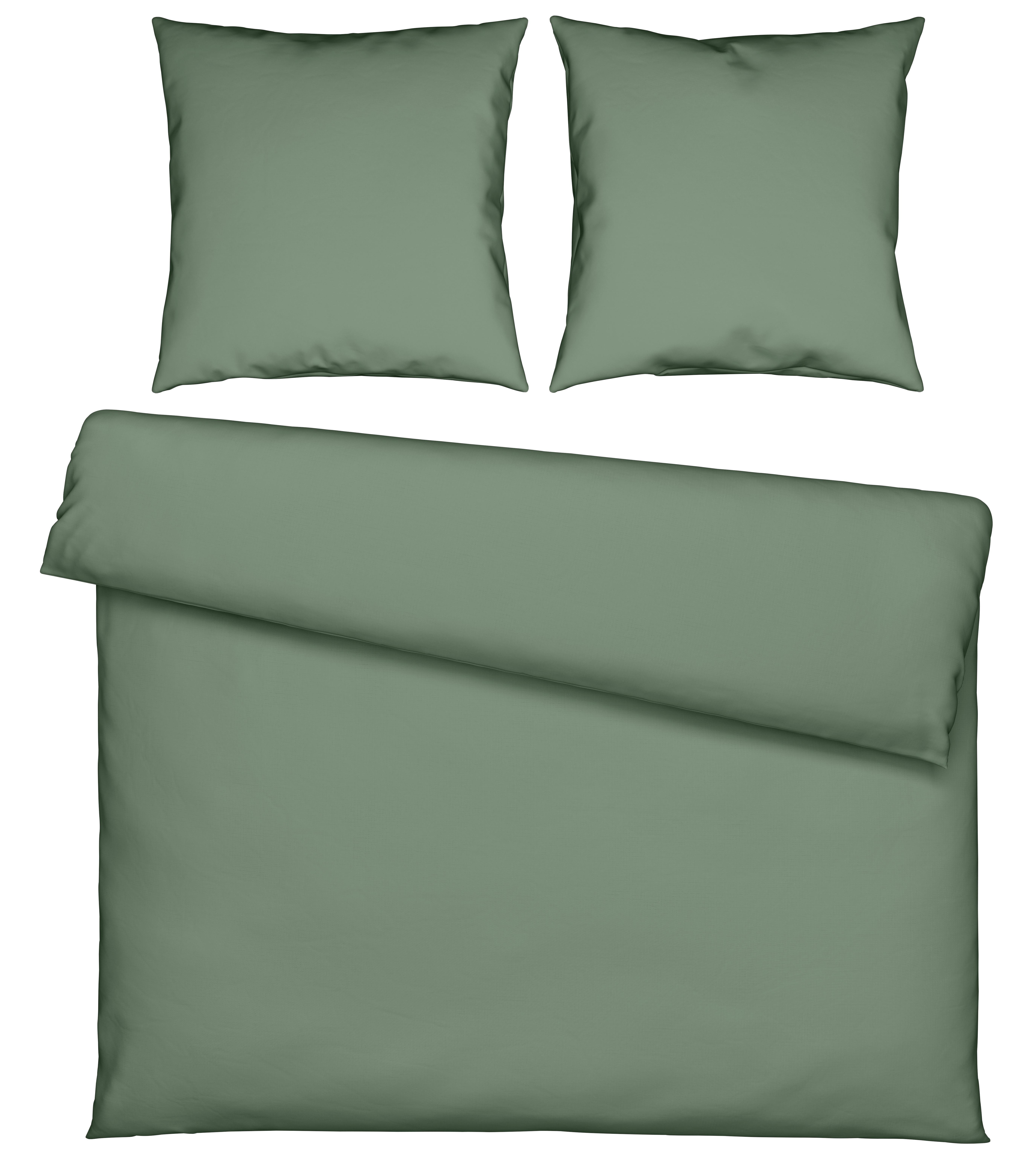 Bettwäsche Stone Washed Uni XXL Jadegrün ca. 200x200cm - Jadegrün, MODERN, Textil (200/200cm) - Modern Living