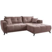 Wohnlandschaft Restato Rosa Cord - Schwarz/Rosa, MODERN, Holz/Textil (246/177cm) - MID.YOU