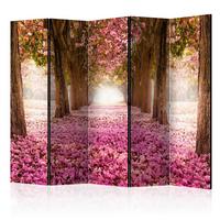 Paravan Pink Grove I, 5-Delni, Enostranski - pink/rjava, Basics, tekstil/les (225/172/3cm) - artgeist