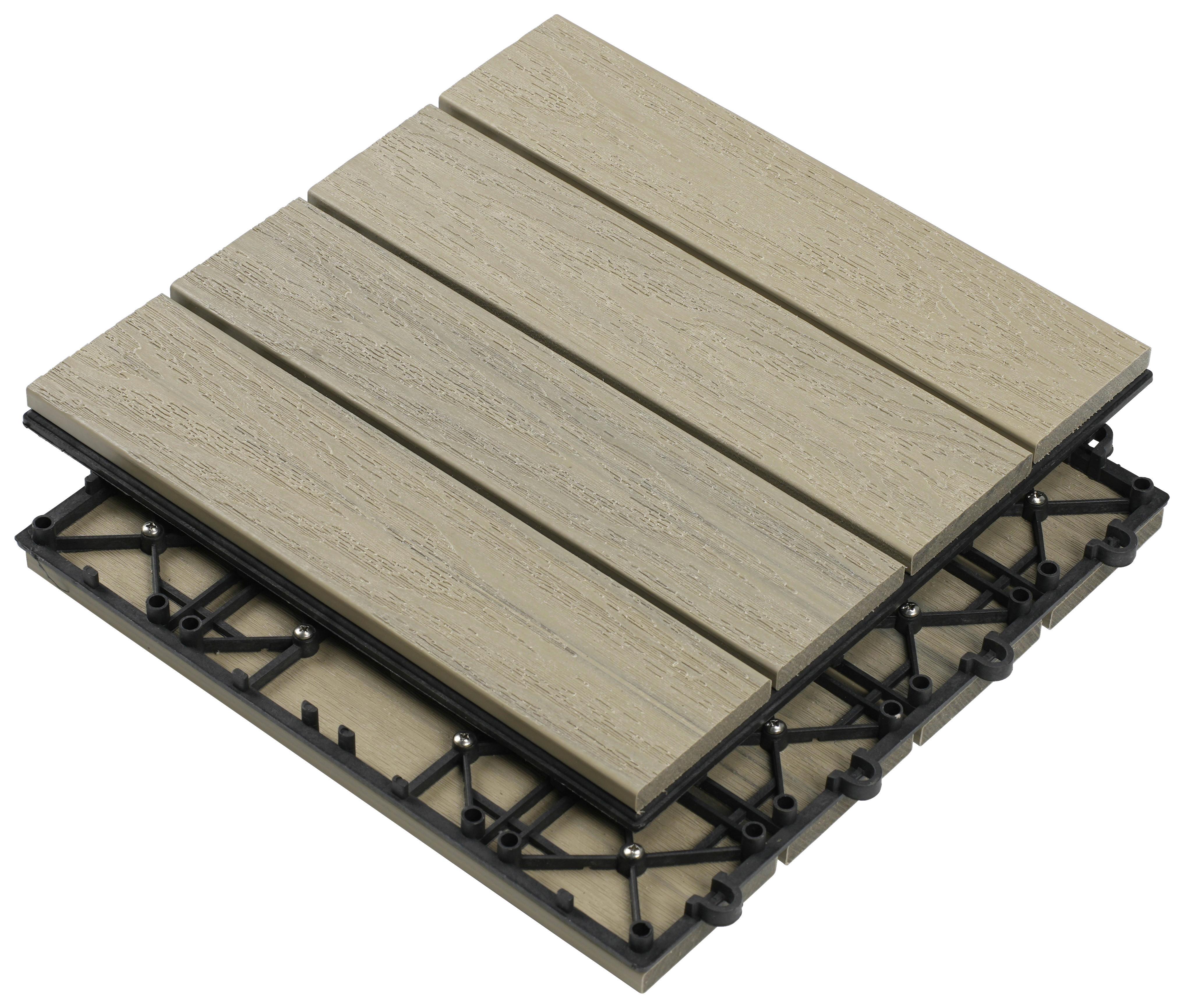 PŁYTKA TARASOWA WPC-FLIESE - kolor srebrny/szary, Konventionell, materiał drewnopochodny (30/30/2,4cm) - Ambia Garden