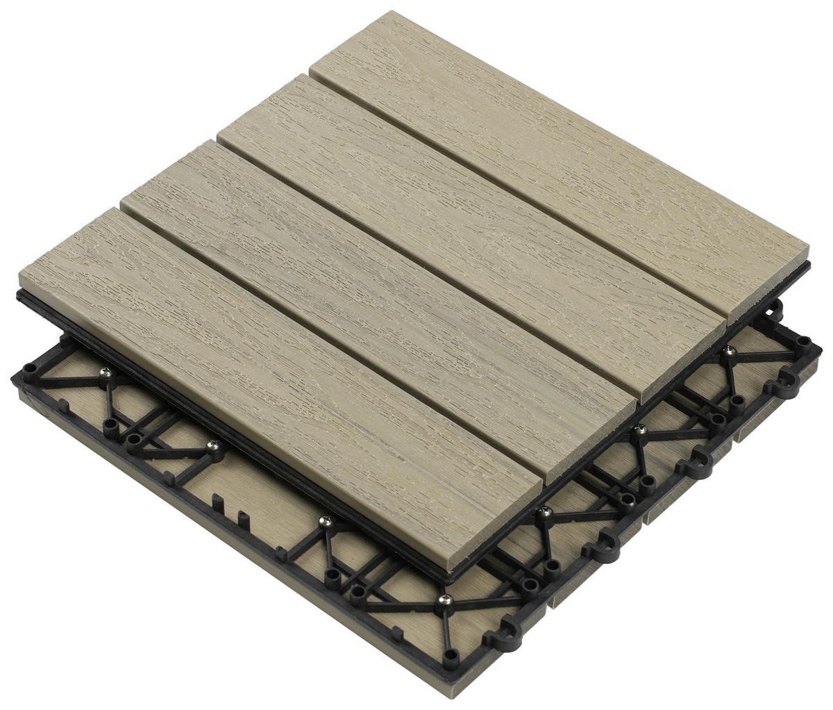 PŁYTKA TARASOWA WPC-FLIESE - kolor srebrny/szary, Konventionell, materiał drewnopochodny (30/30/2,4cm) - Ambia Garden