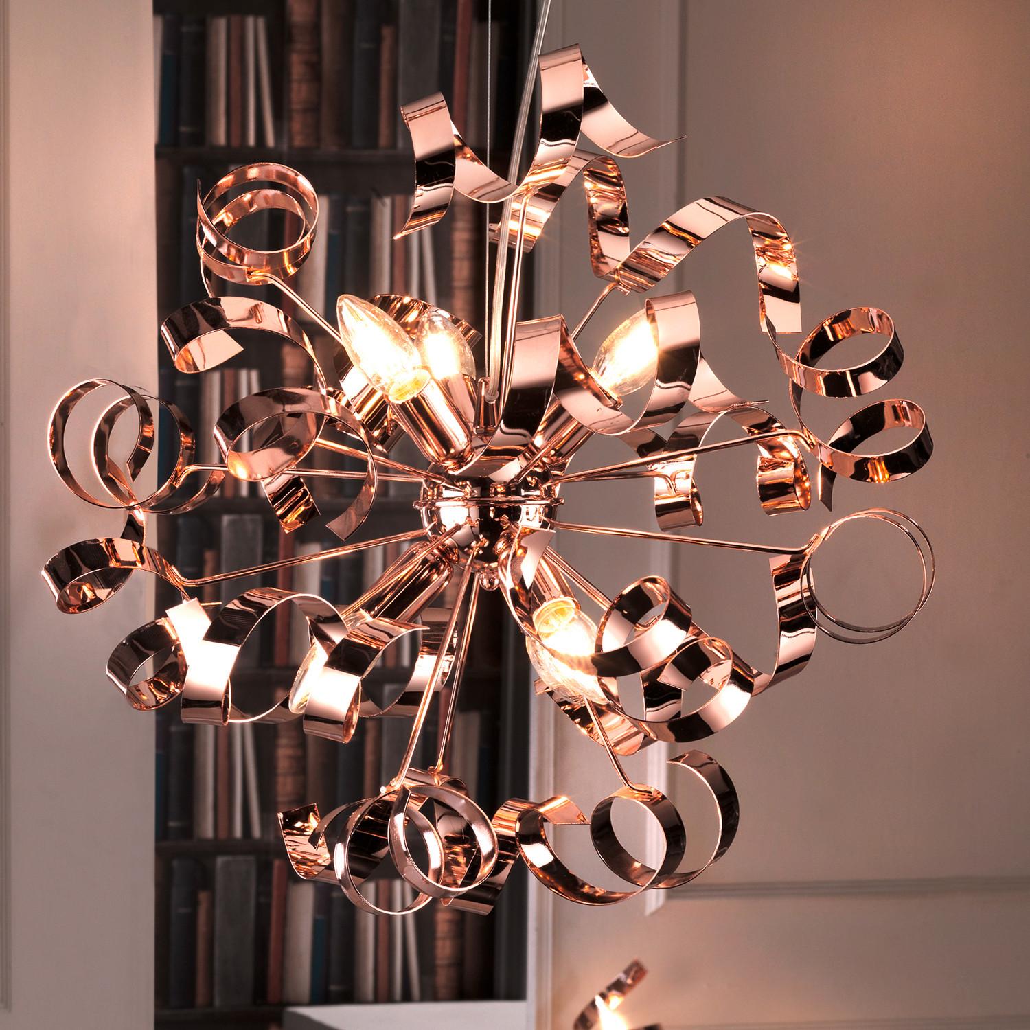 Hängeleuchte Zoe Rame Kupferfarben max. 6 Watt - Kupferfarben, Design, Metall (50/150cm)