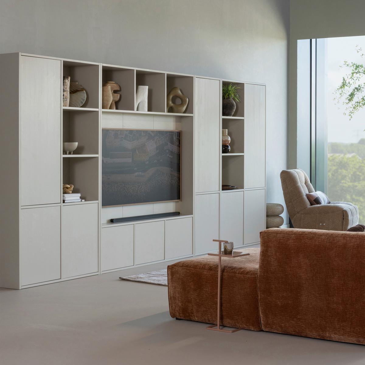Mehrzweckschrank Meggy Grau B: 108 cm - Grau, Design, Holz (108/215/40cm) - Livetastic