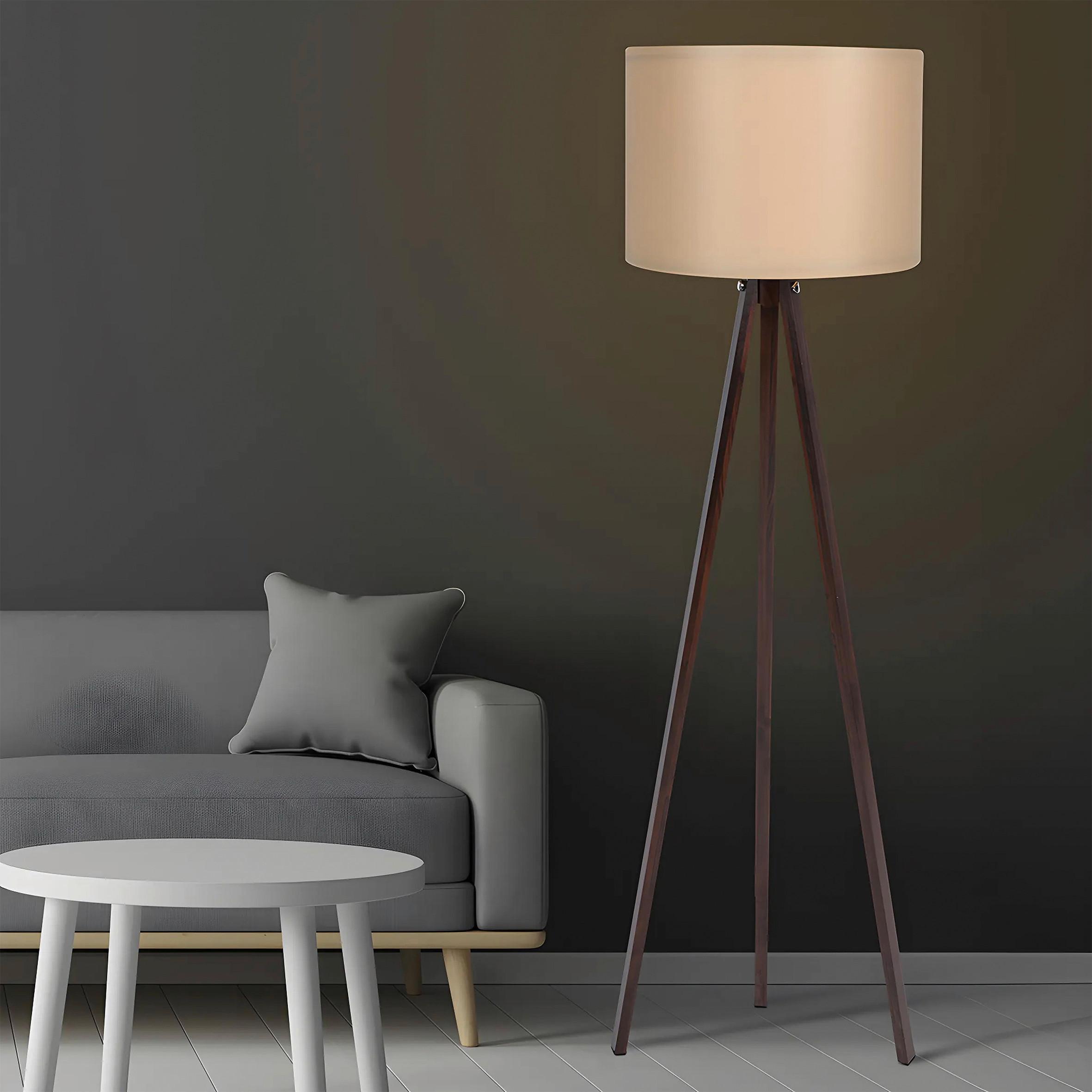 LAMPA STOJĄCA 101 - kolor orzecha włoskiego, Design, materiał drewnopochodny/tworzywo sztuczne (38/145cm) - P & B