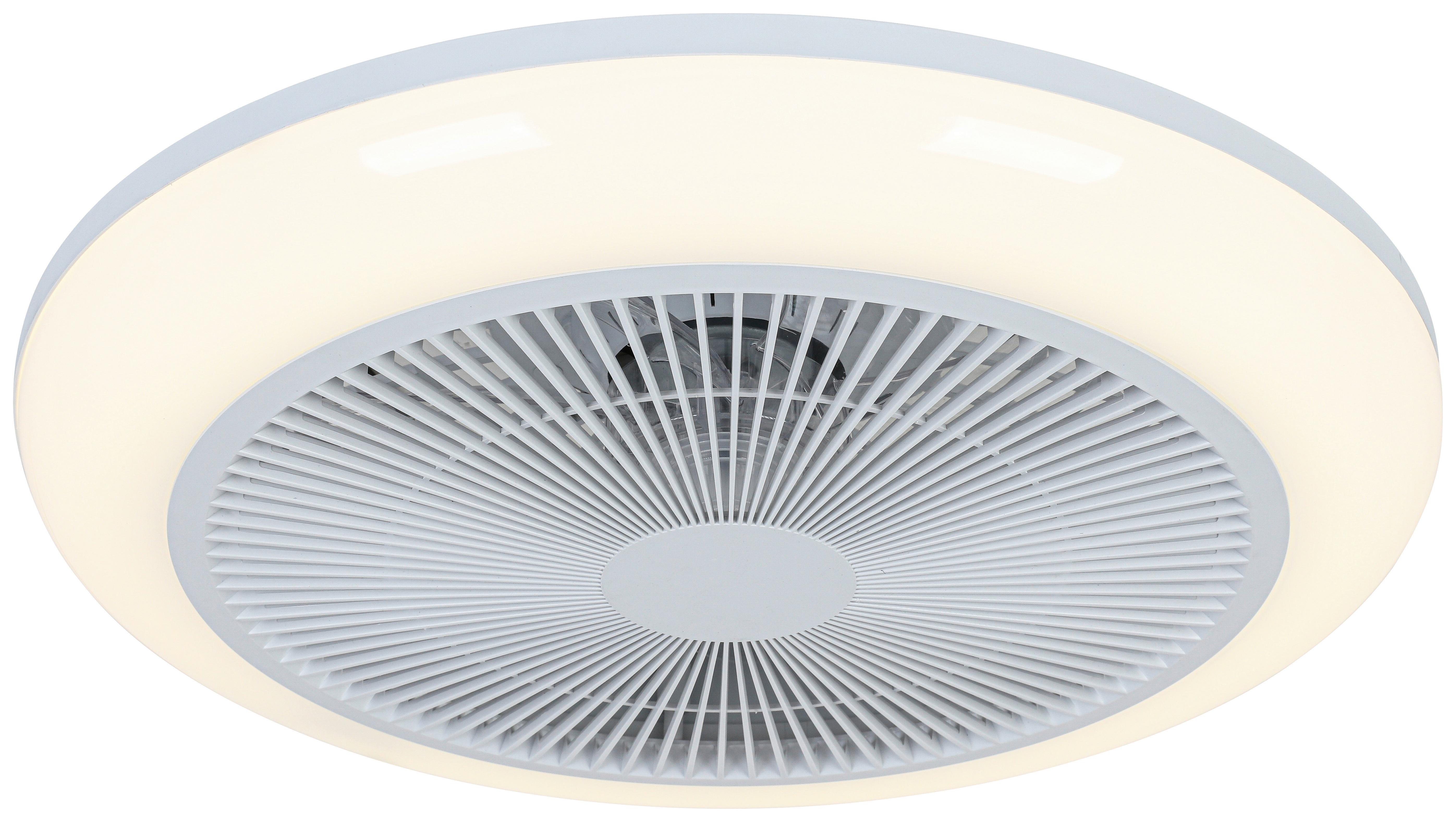 Deckenventilator Oliver Weiß max. 26 Watt - Transparent/Weiß, MODERN, Kunststoff/Metall (46/14,5cm) - Mömax