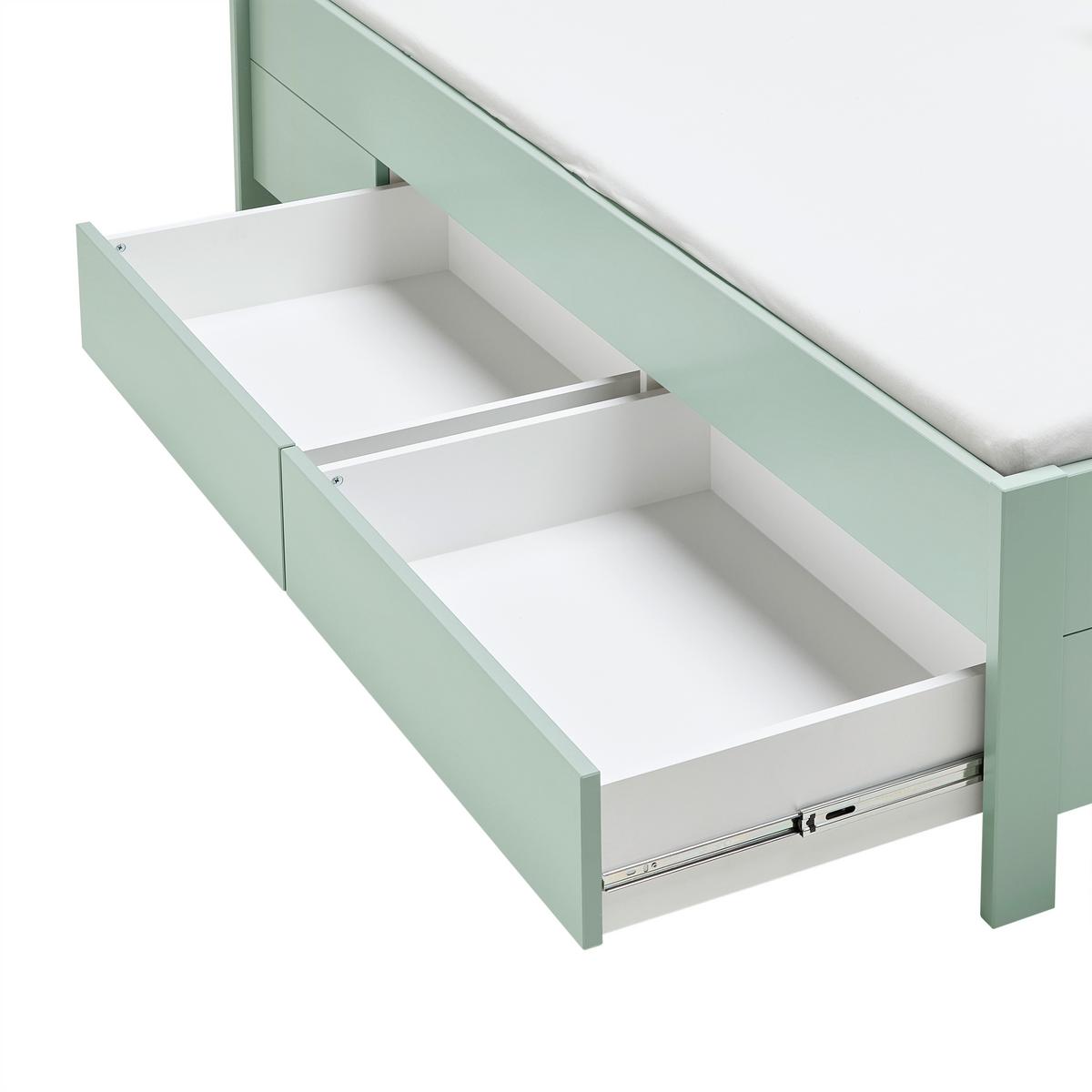 Stauraumbett Nizza Graugrün ca. 140x200cm - Graugrün, ROMANTIK / LANDHAUS, Holz (140/200cm) - Based