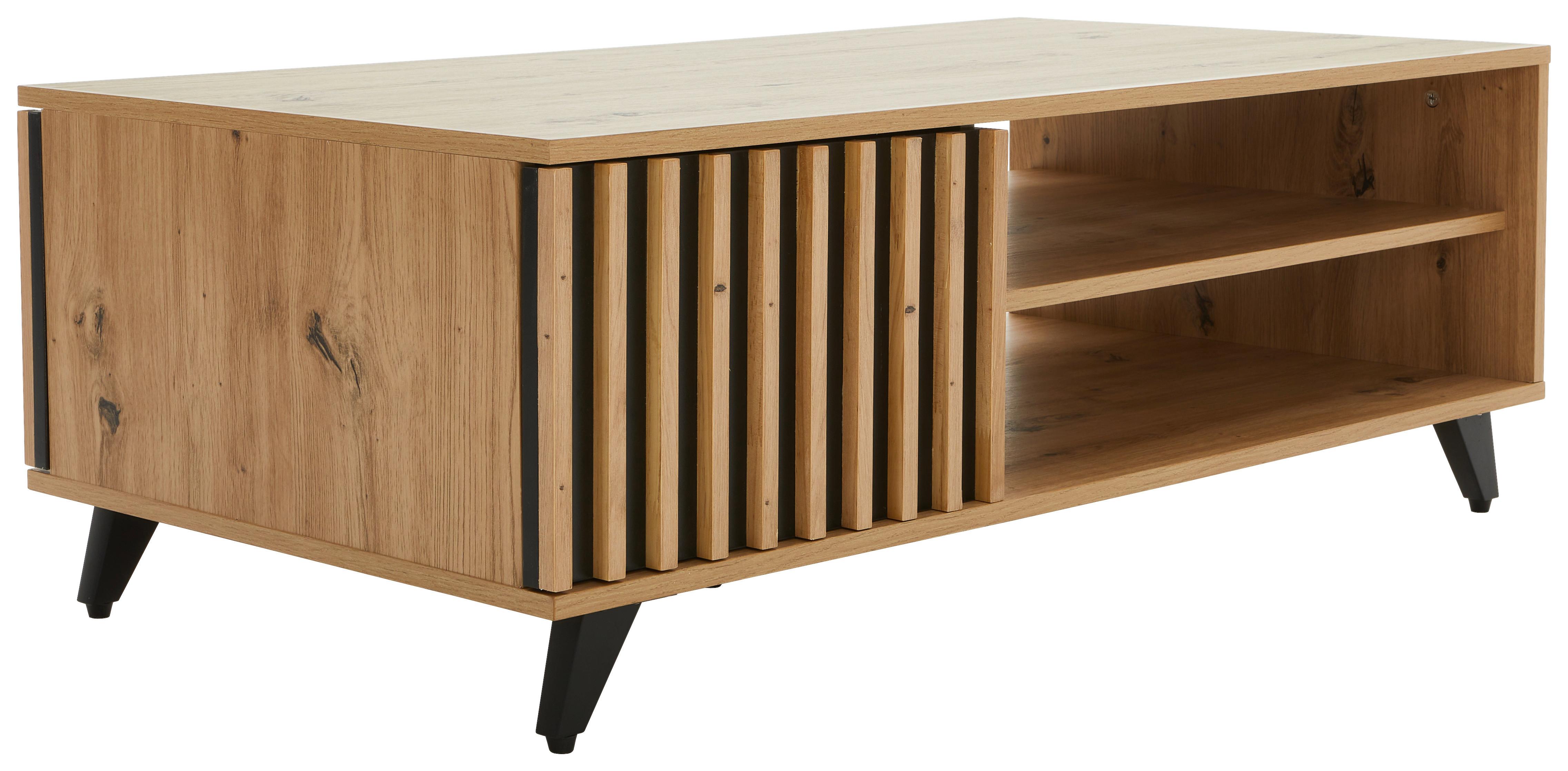 STOLIK KAWOWY KARPACZ - kolor dębowy/czarny, Lifestyle, materiał drewnopochodny/metal (110/60/39cm) - MID.YOU